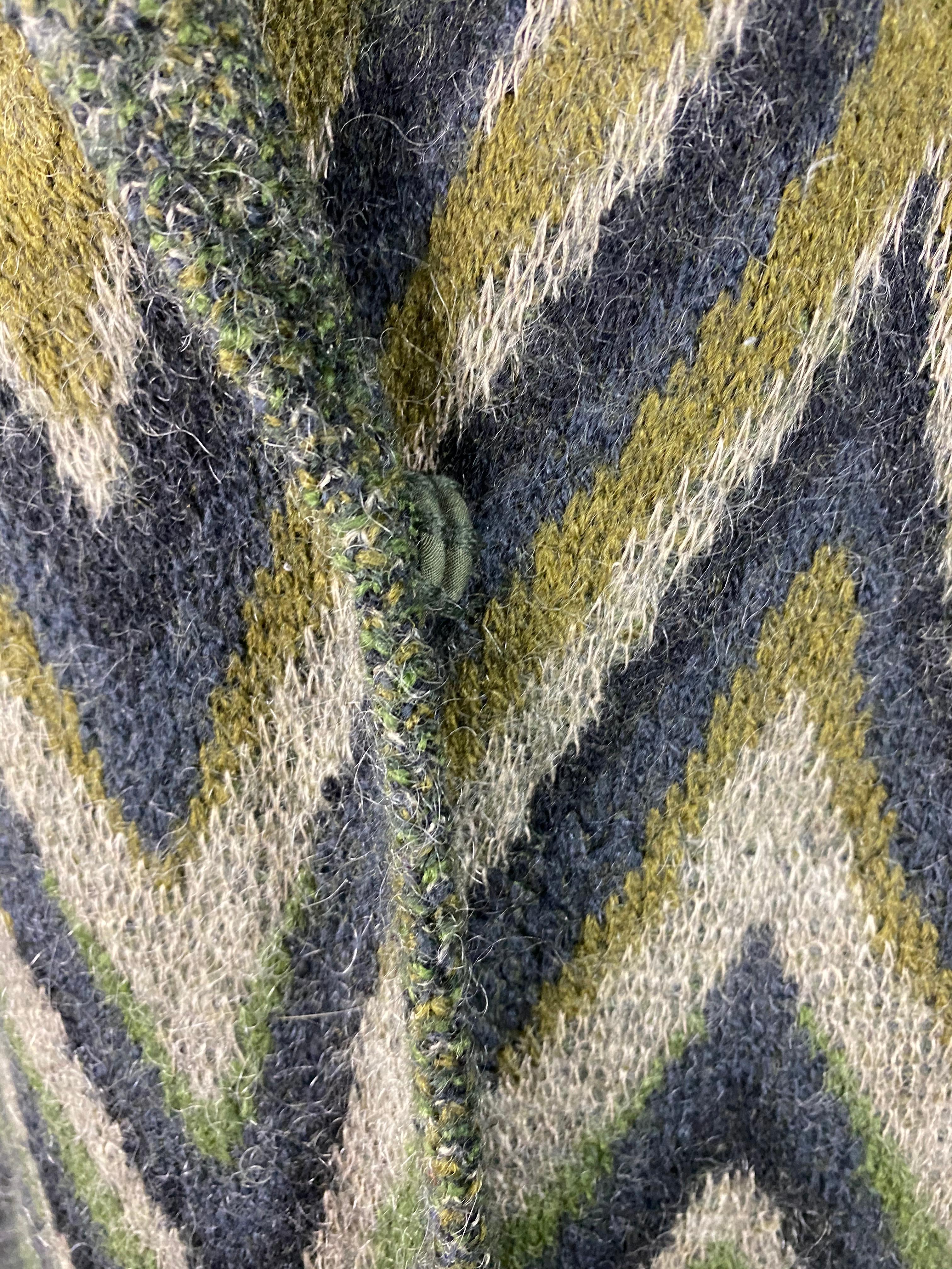 Missoni - Manteau long vintage en laine mélangée à rayures vertes, taille 40 en vente 8