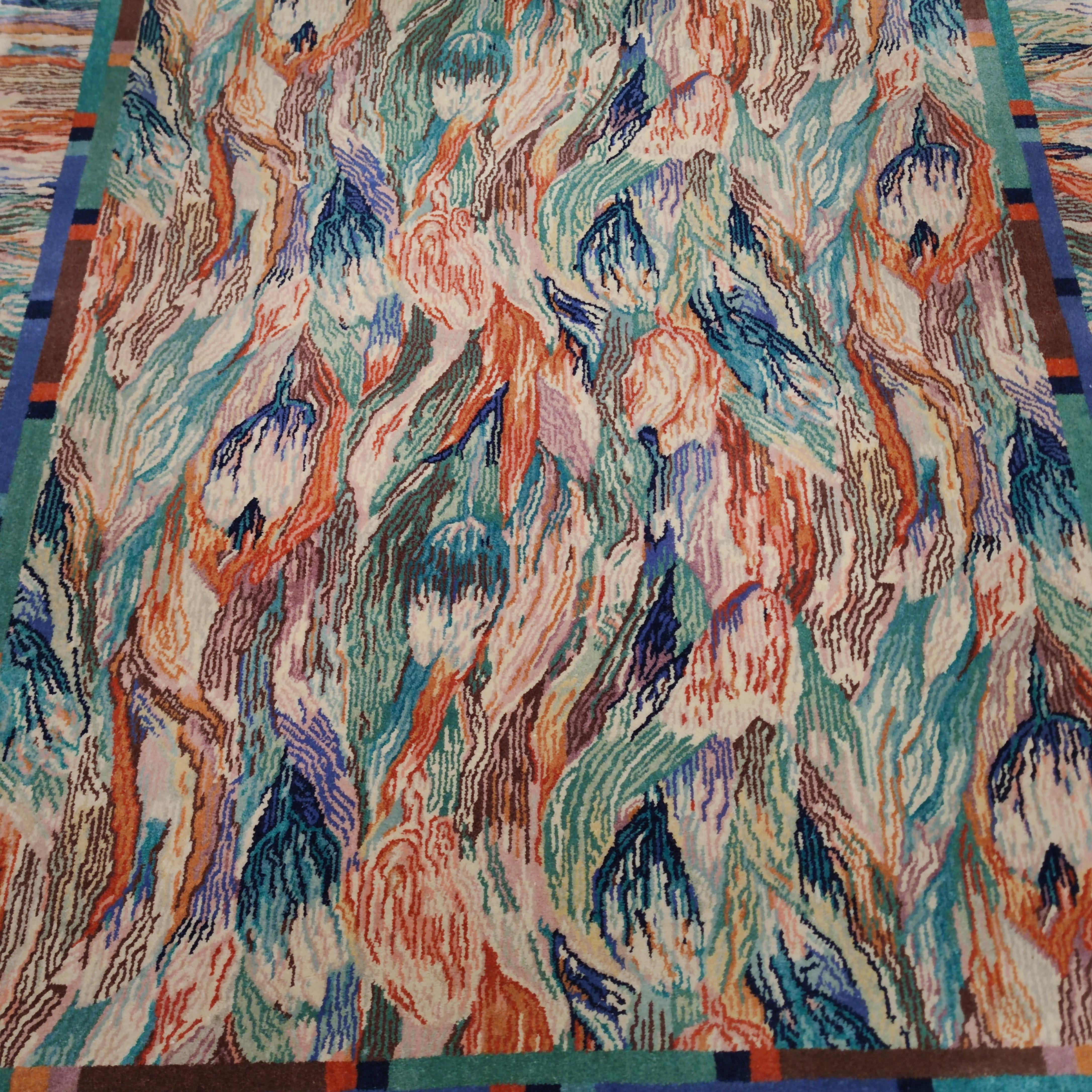 Mid-Century Modern Vintage Missoni Masters Tulip Design Hand Woven Wool Rug by T & J Vestor 1980's