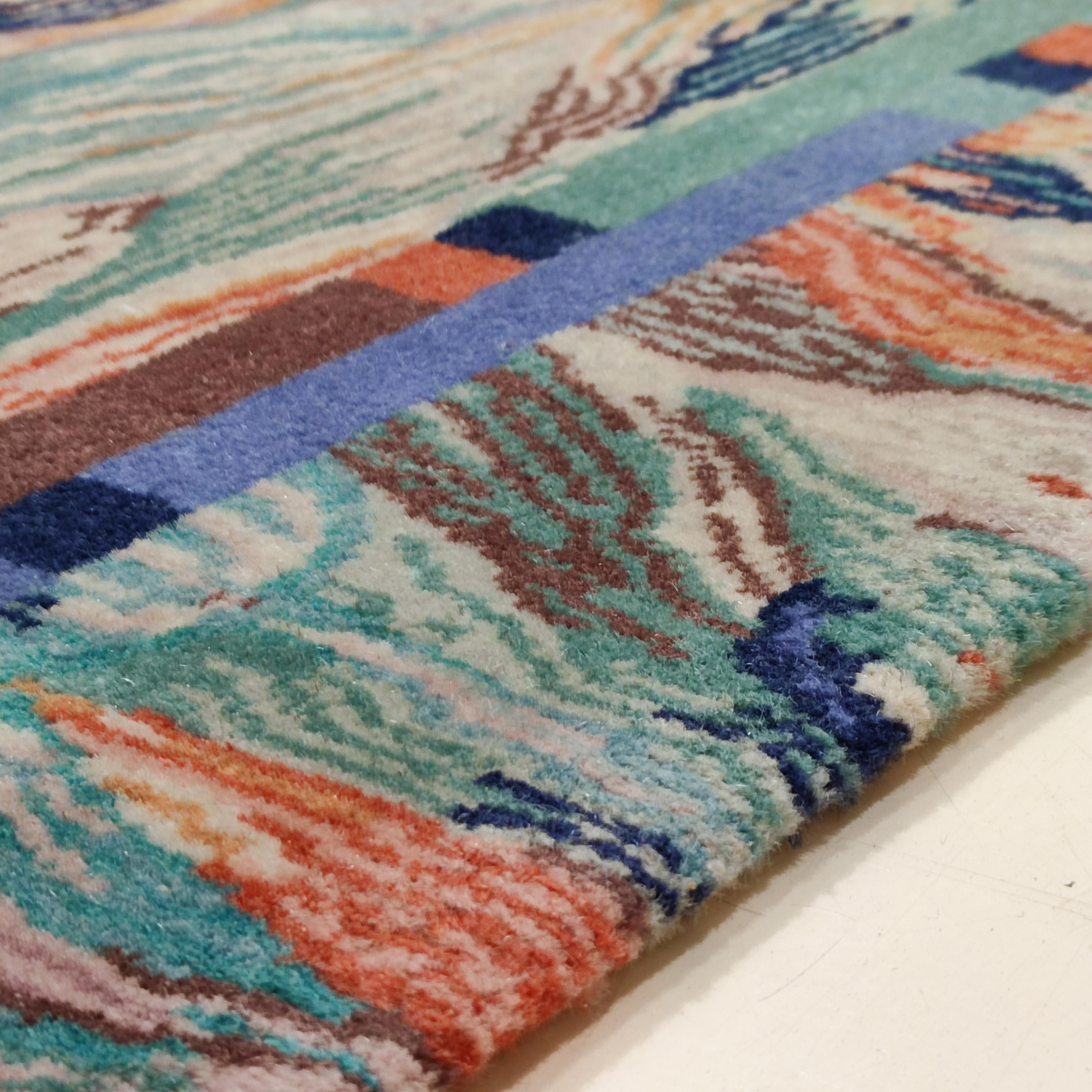 Vintage Missoni Masters Tulip Design Hand Woven Wool Rug by T & J Vestor 1980's In Excellent Condition In Milan, IT