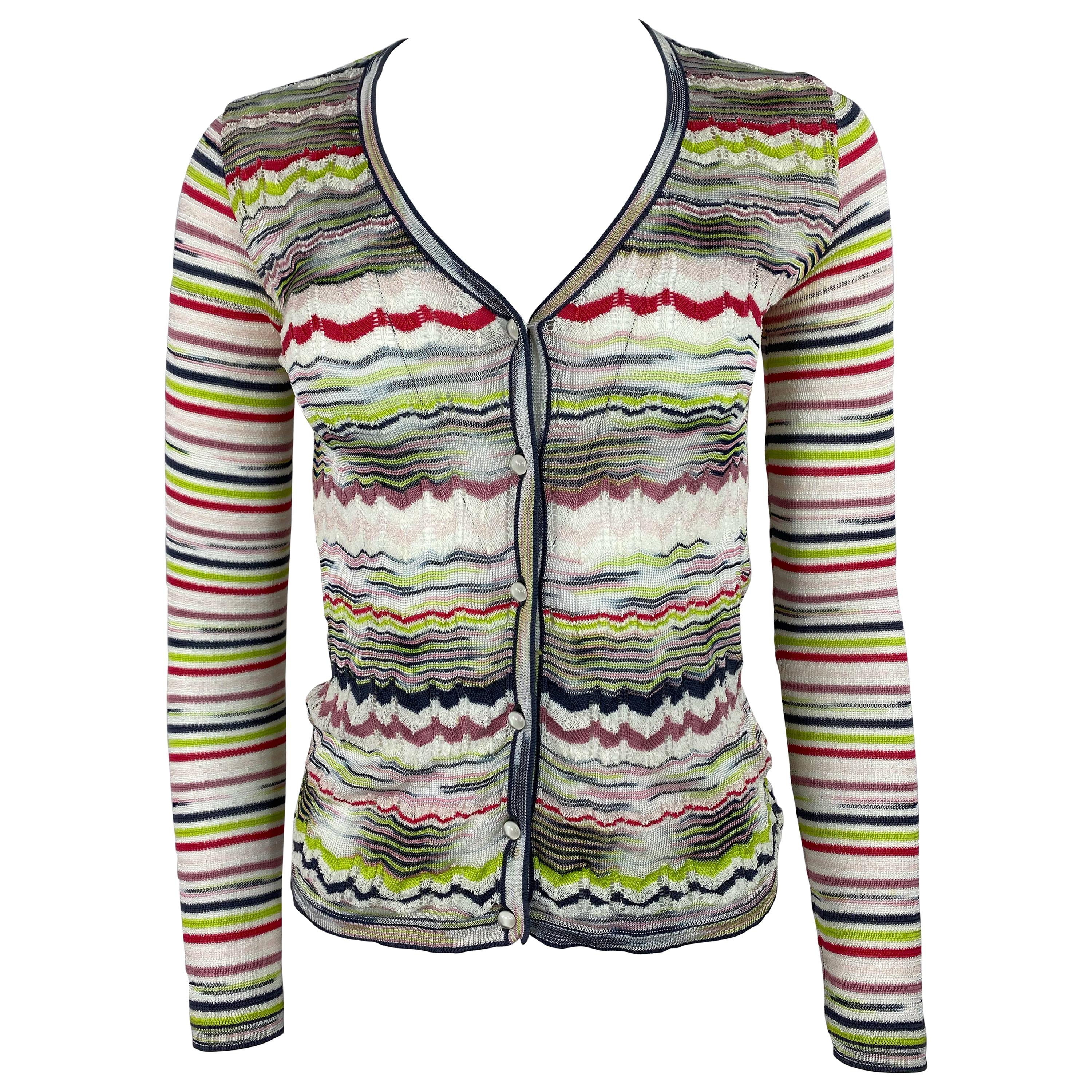 Vintage MISSONI Multicolored Striped Cardigan Top, Size 4