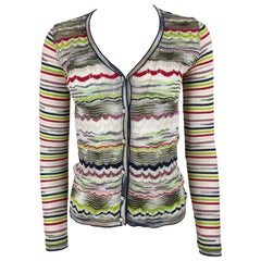 Retro MISSONI Multicolored Striped Cardigan Top, Size 4