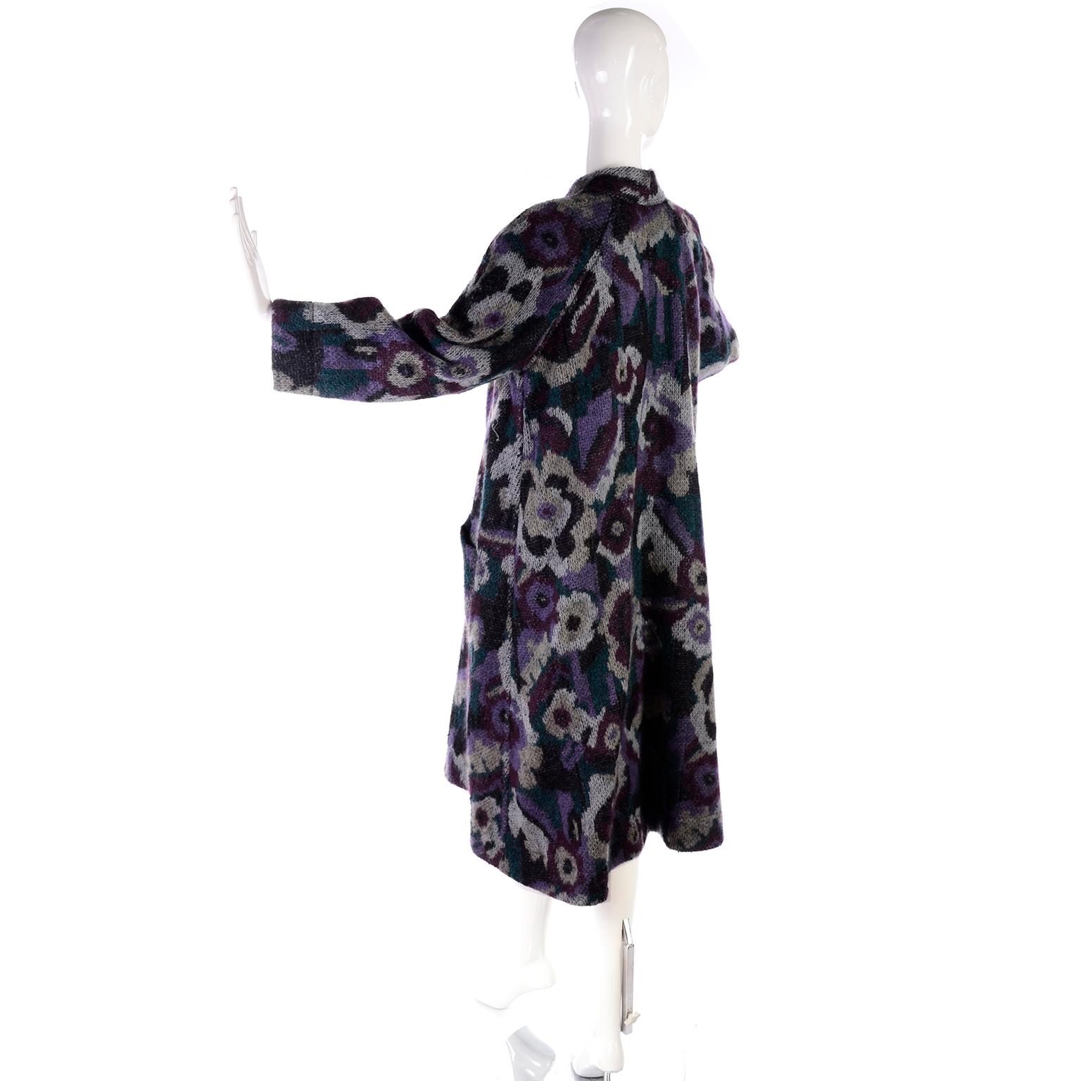 Missoni Vintage Reversible Floral Knit Mohair Alpaca Blend & Black Puffer Coat 1