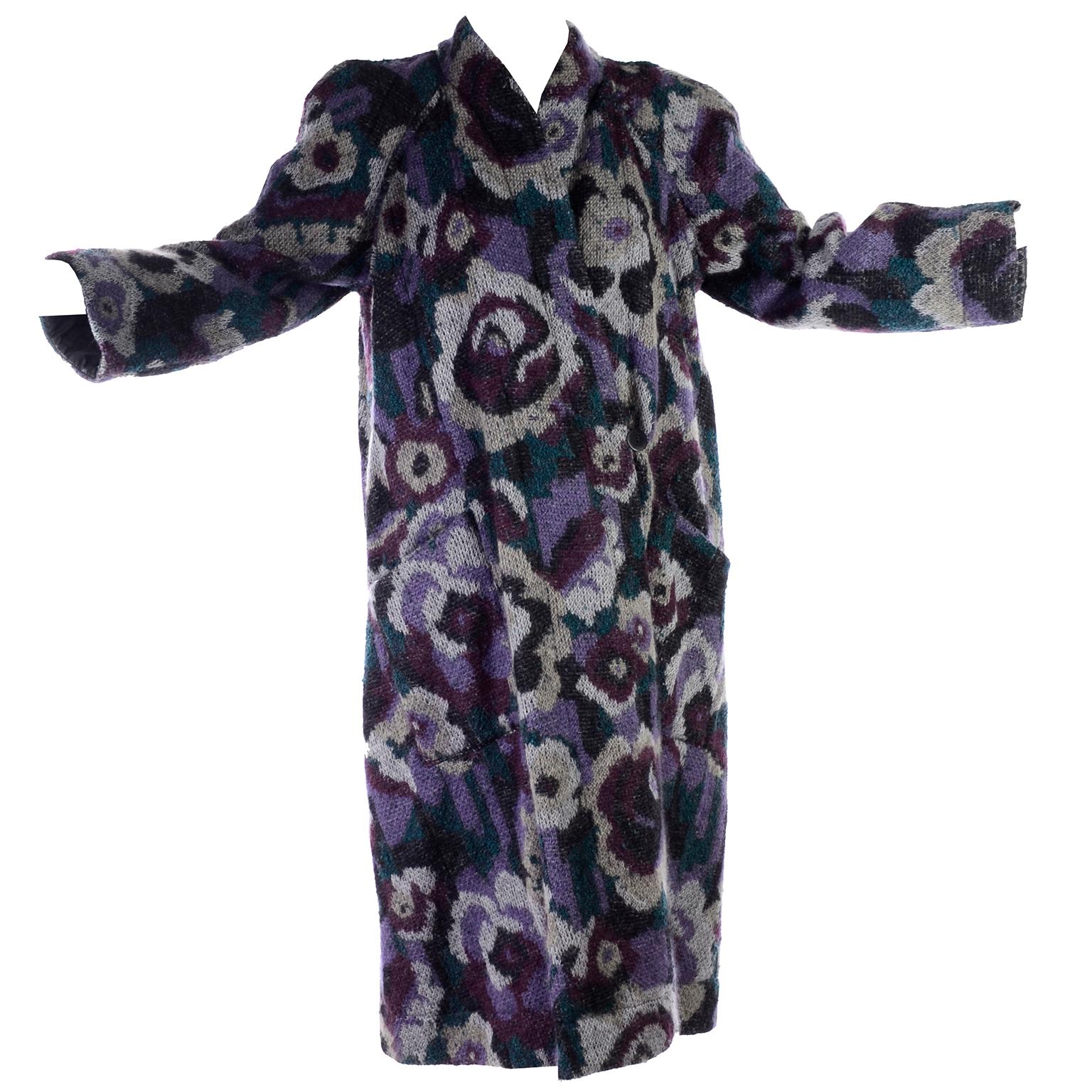 Missoni Vintage Reversible Floral Knit Mohair Alpaca Blend & Black Puffer Coat