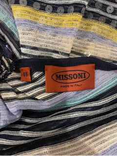 Vintage Missoni Talla 46 / US 10 2000s Vestido Halter de Punto Azul Y2K con Lentejuelas