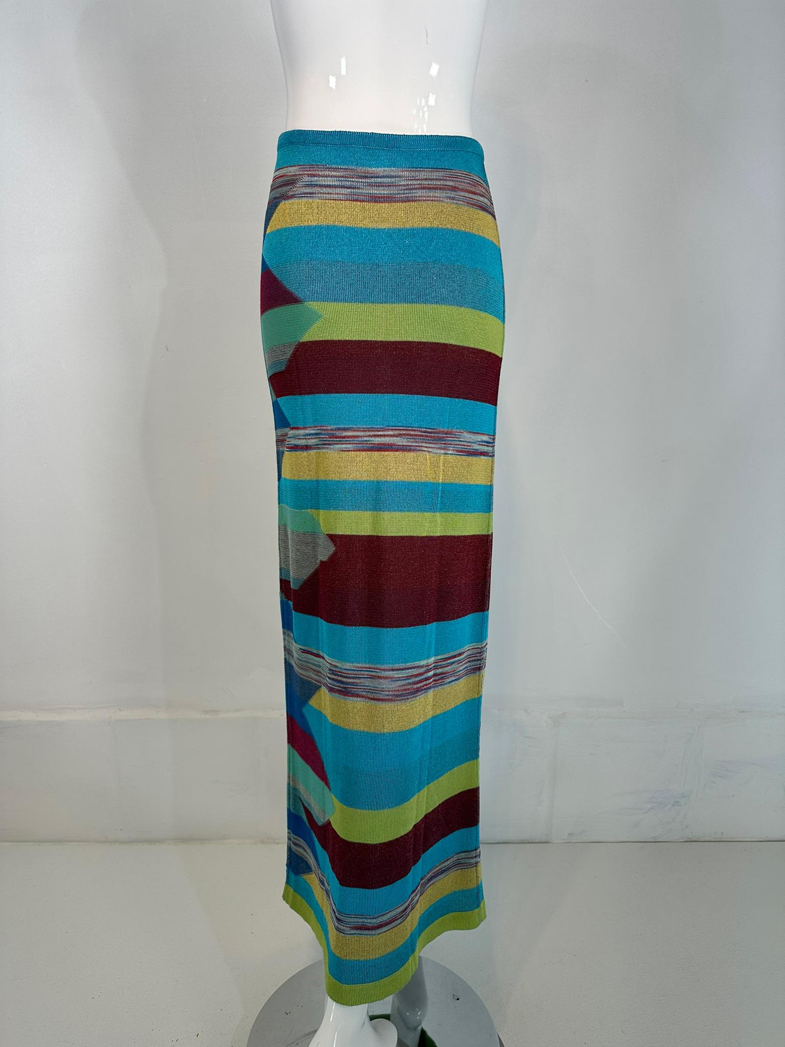 Vintage Missoni South Western Design Knit Maxi Pencil Skirt 40 For Sale 3