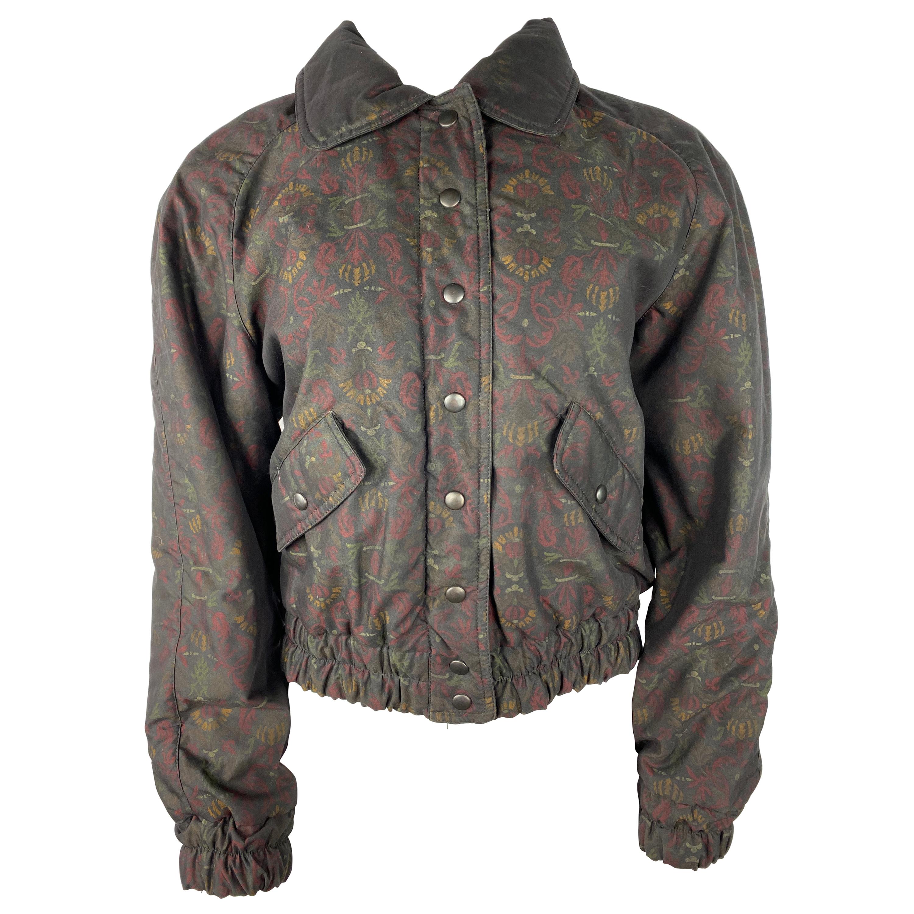 Vintage Missoni Sport Black/ Brown Floral Jacket For Sale