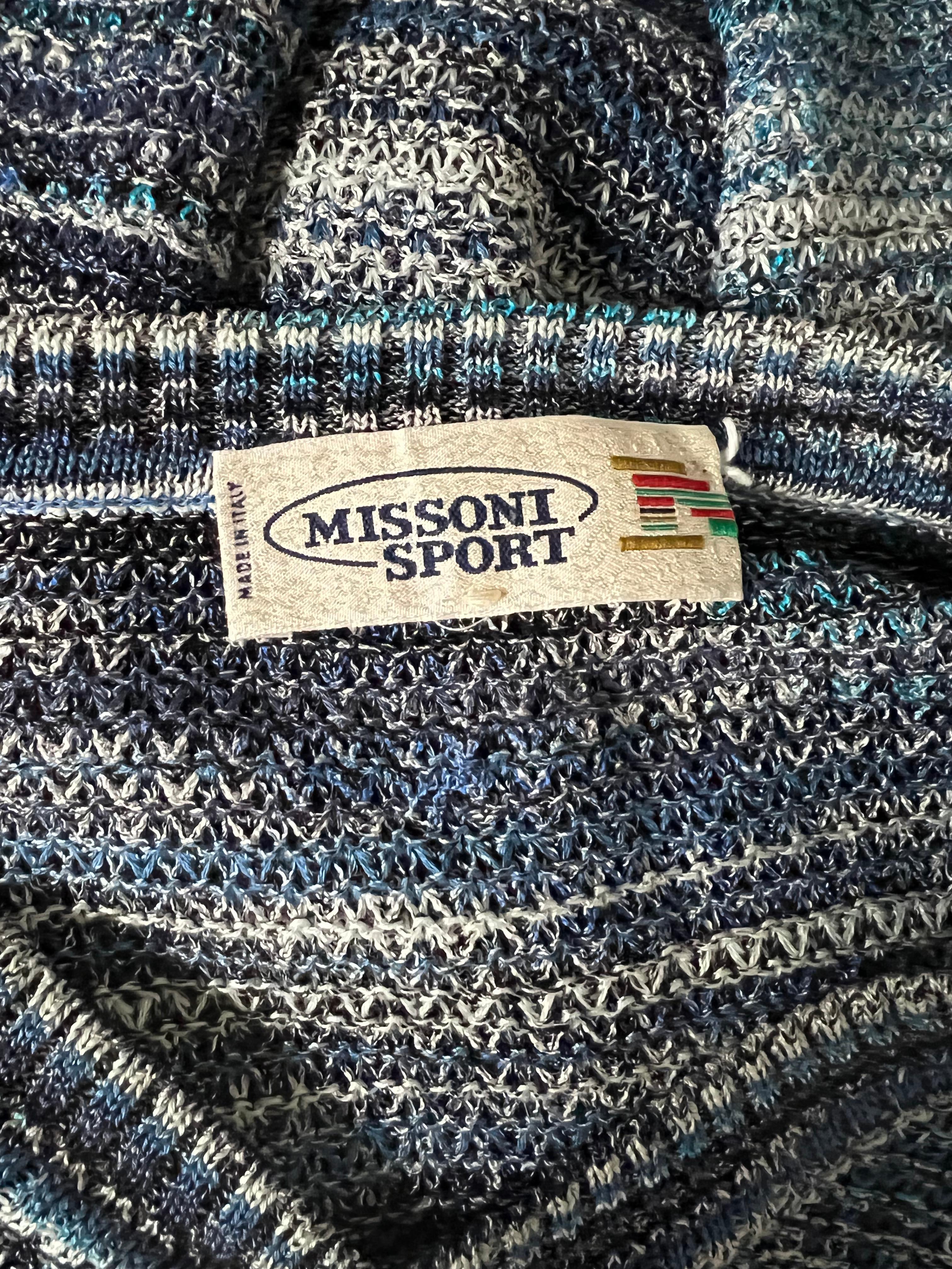 Vintage Missoni Sport Blauer Strickpullover für Damen oder Herren im Angebot