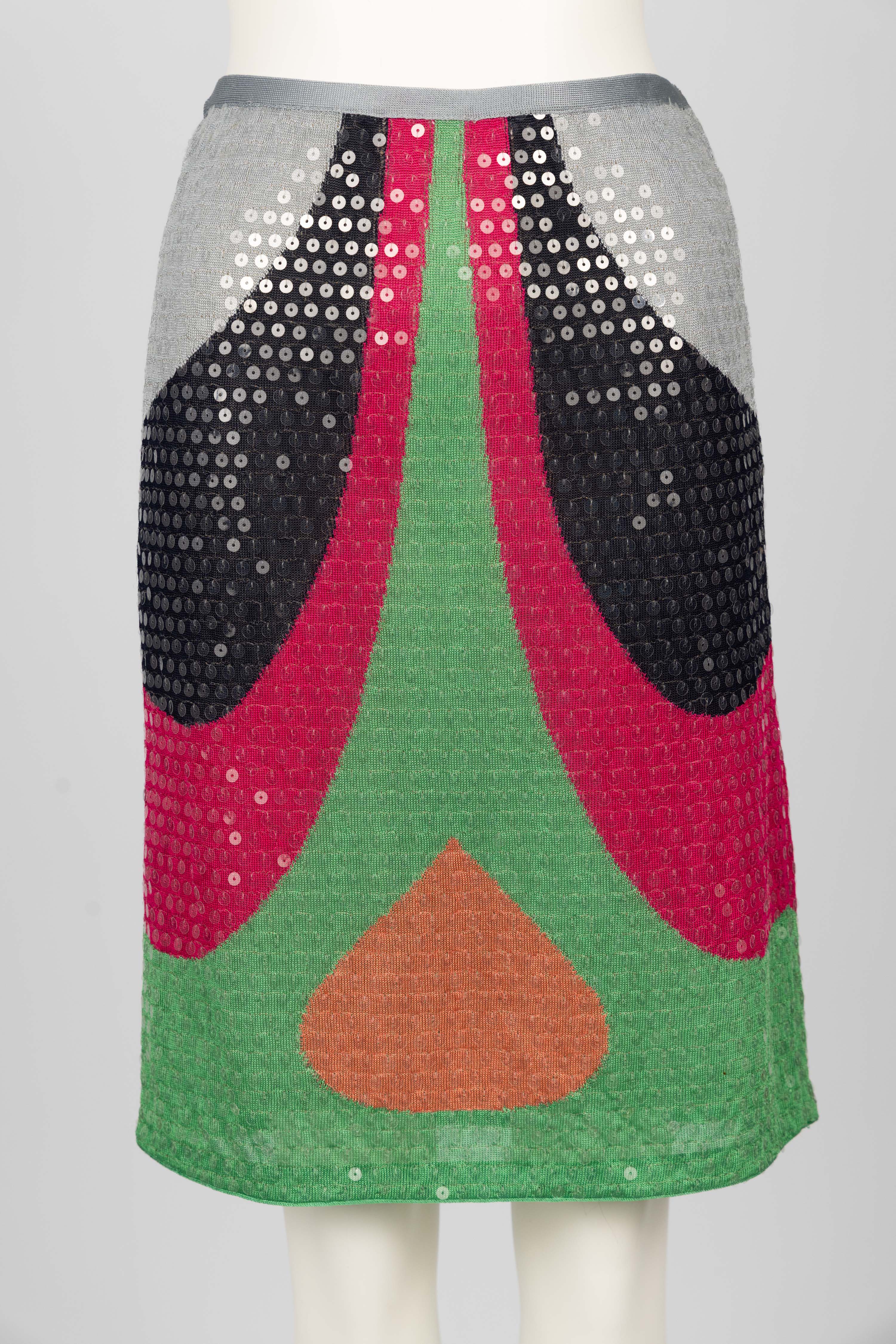 Vintage Missoni Spring 2004 Sequin Color Block Knit Skirt – Y2K Designer