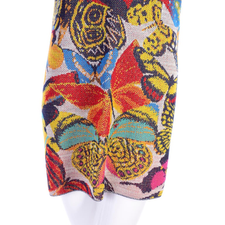 Vintage Missoni Sweater or Mini Dress in Linen Cotton Blend Knit Butterfly Print at 1stDibs