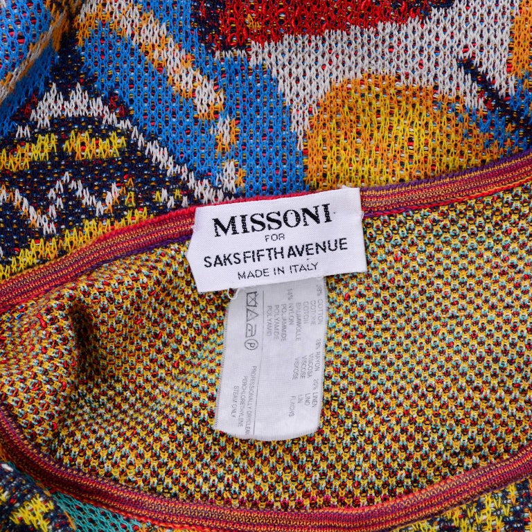 Vintage Missoni Sweater or Mini Dress in Linen Cotton Blend Knit Butterfly Print at 1stDibs