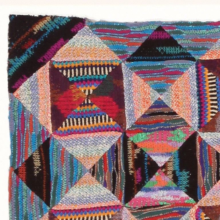 Vintage Missoni textile, origin: Scandinavian rugs, circa mid-20th century. Size: 2 ft x 2 ft (0.61 m x 0.61 m)

This vintage Missoni textile showcases a fabulous tiled patchwork pattern with precise inset squares set on point. The expert