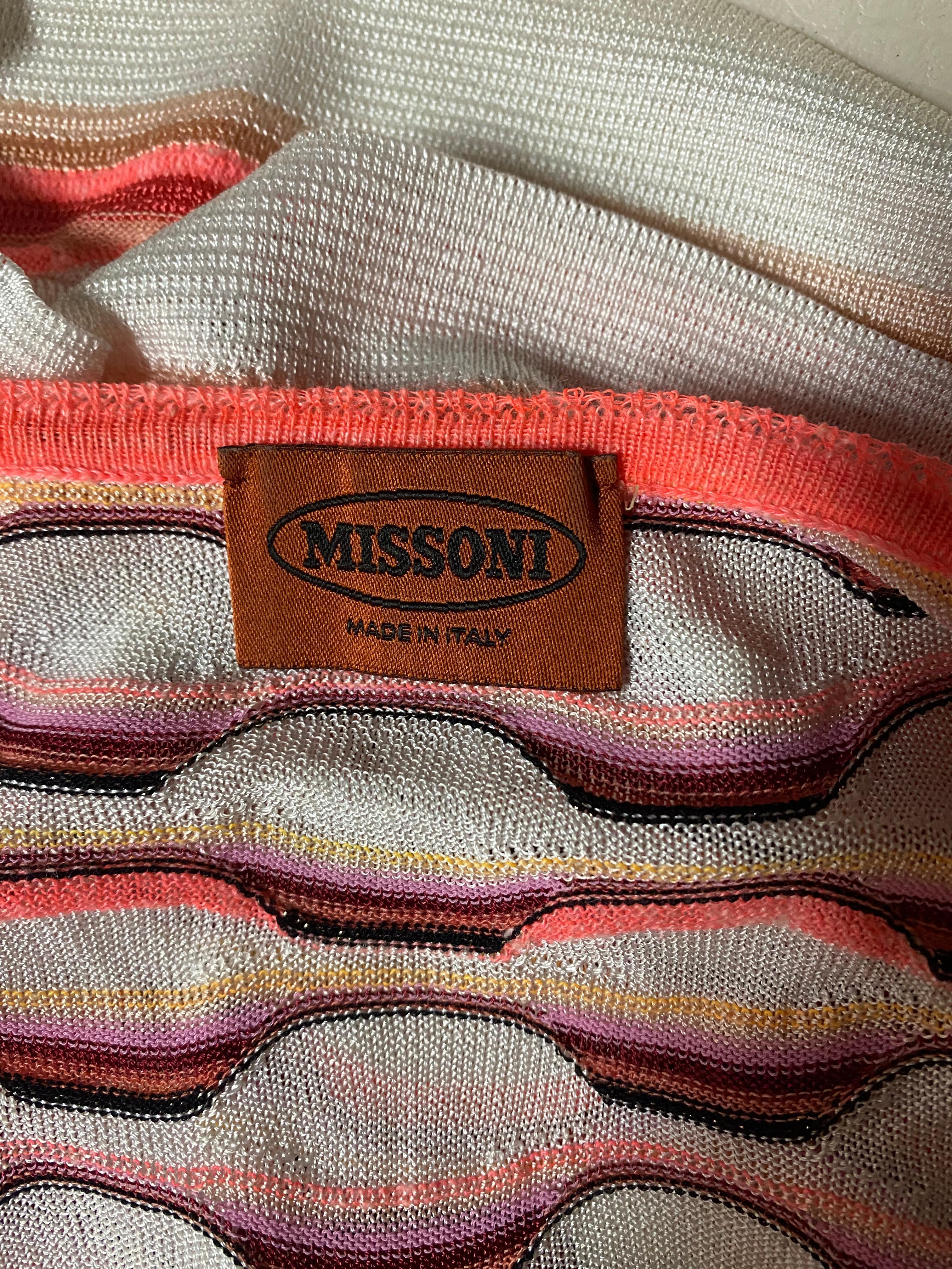 Women's Vintage Missoni White and Orange T- Shirt Top For Sale