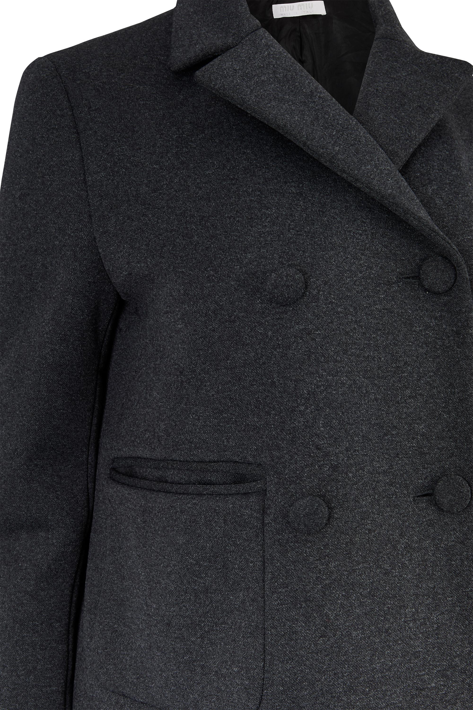 Vintage Miu Miu 1990's Wolle Grau Double Breasted Jacke (Schwarz) im Angebot