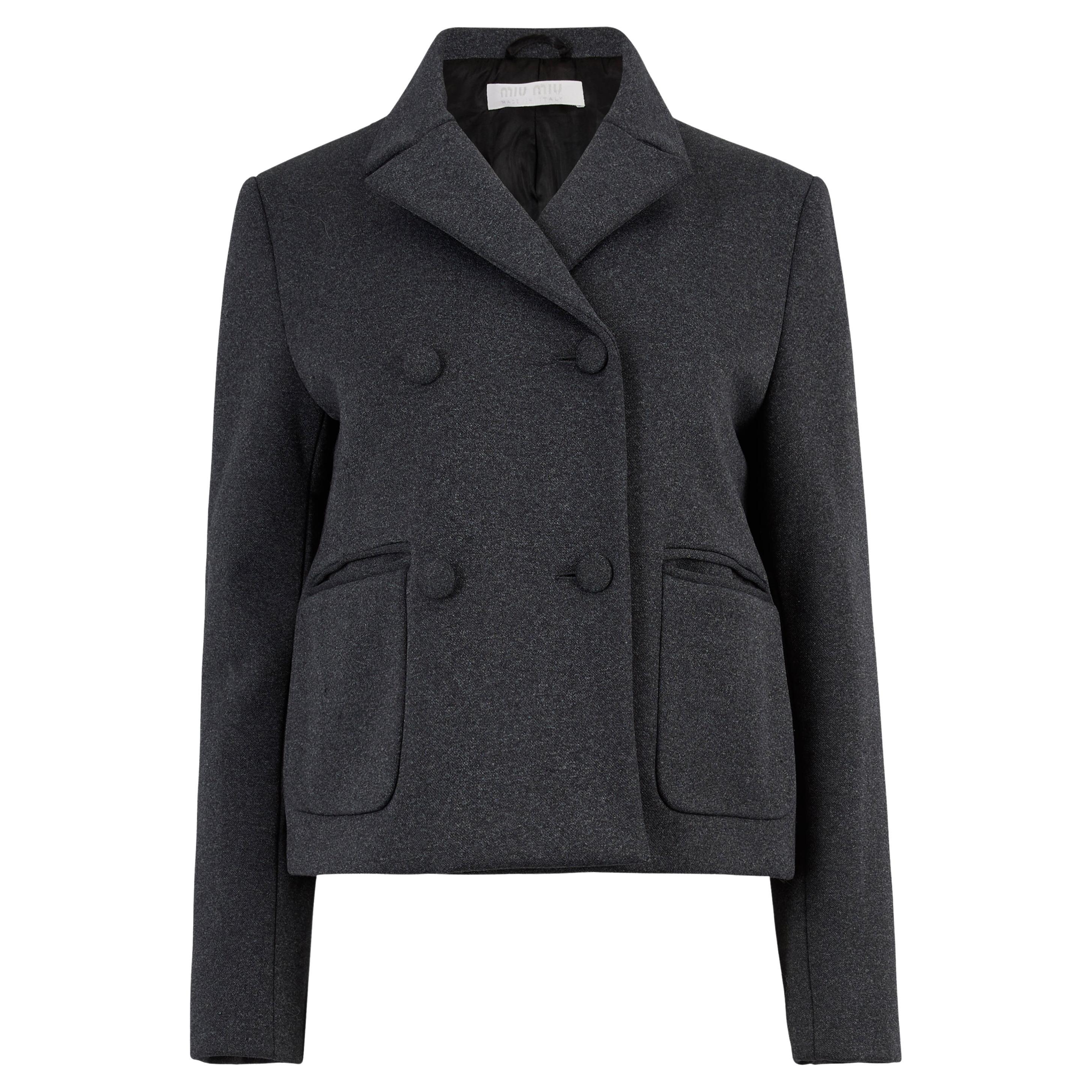 Vintage Miu Miu 1990's Wool Grey Double Breasted Jacket