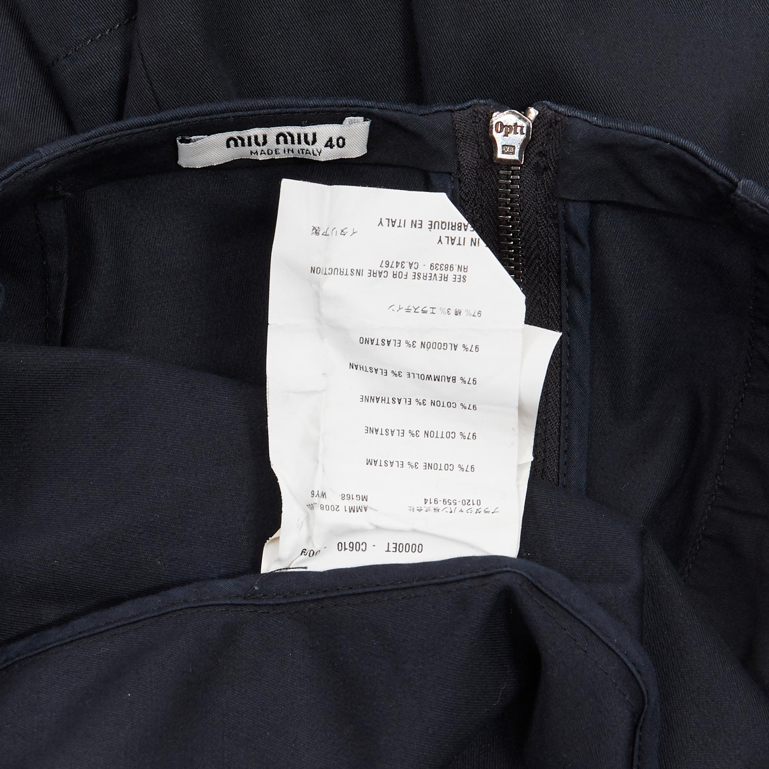 vintage MIU MIU black cotton pleated tiered flared knee skirt IT40 2