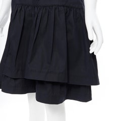 vintage MIU MIU black cotton pleated tiered flared knee skirt IT40