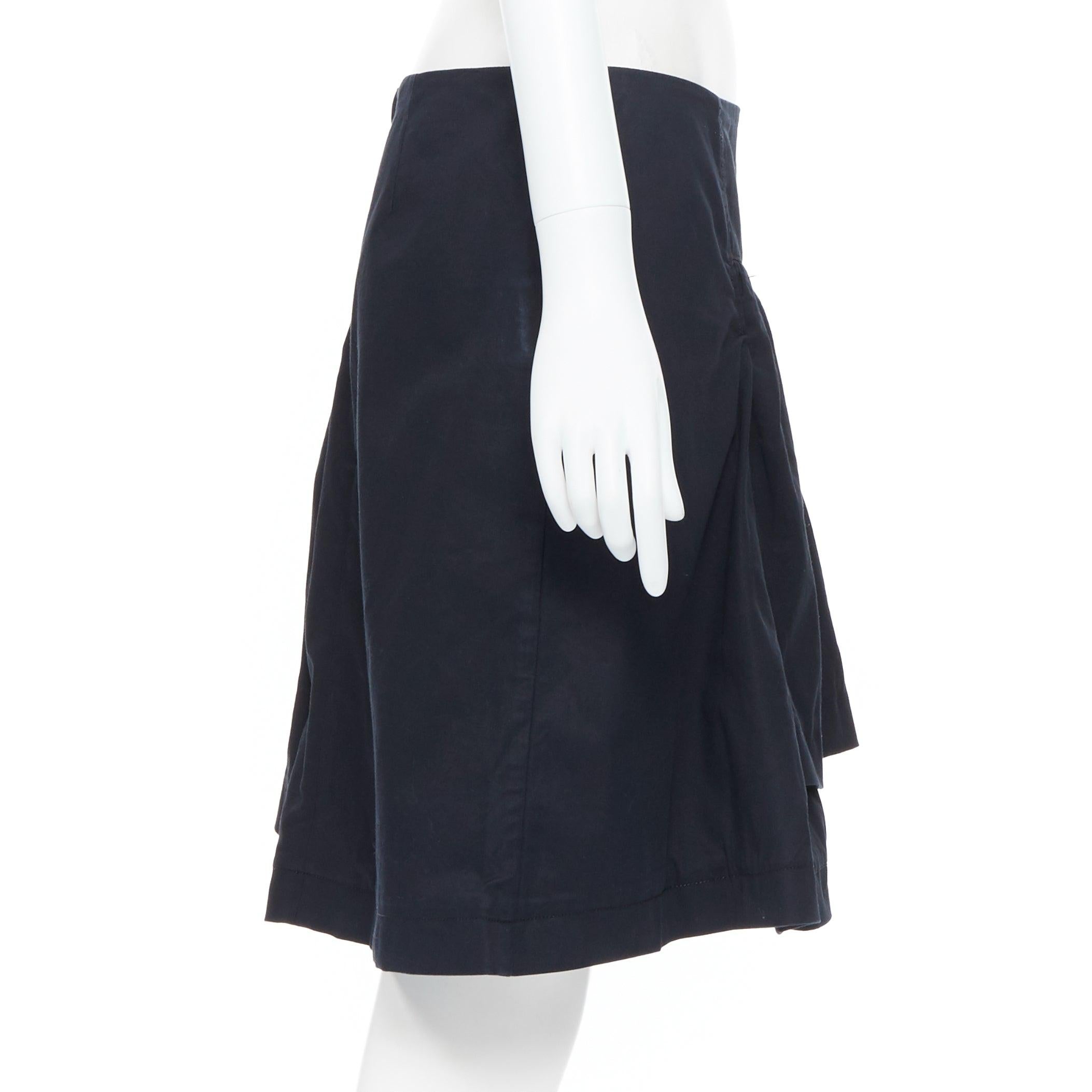 Women's vintage MIU MIU black cotton pleated tiered flared knee skirt IT40