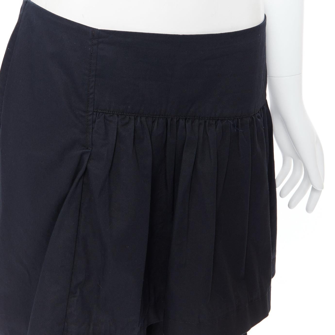 vintage MIU MIU black cotton pleated tiered flared knee skirt IT40 3