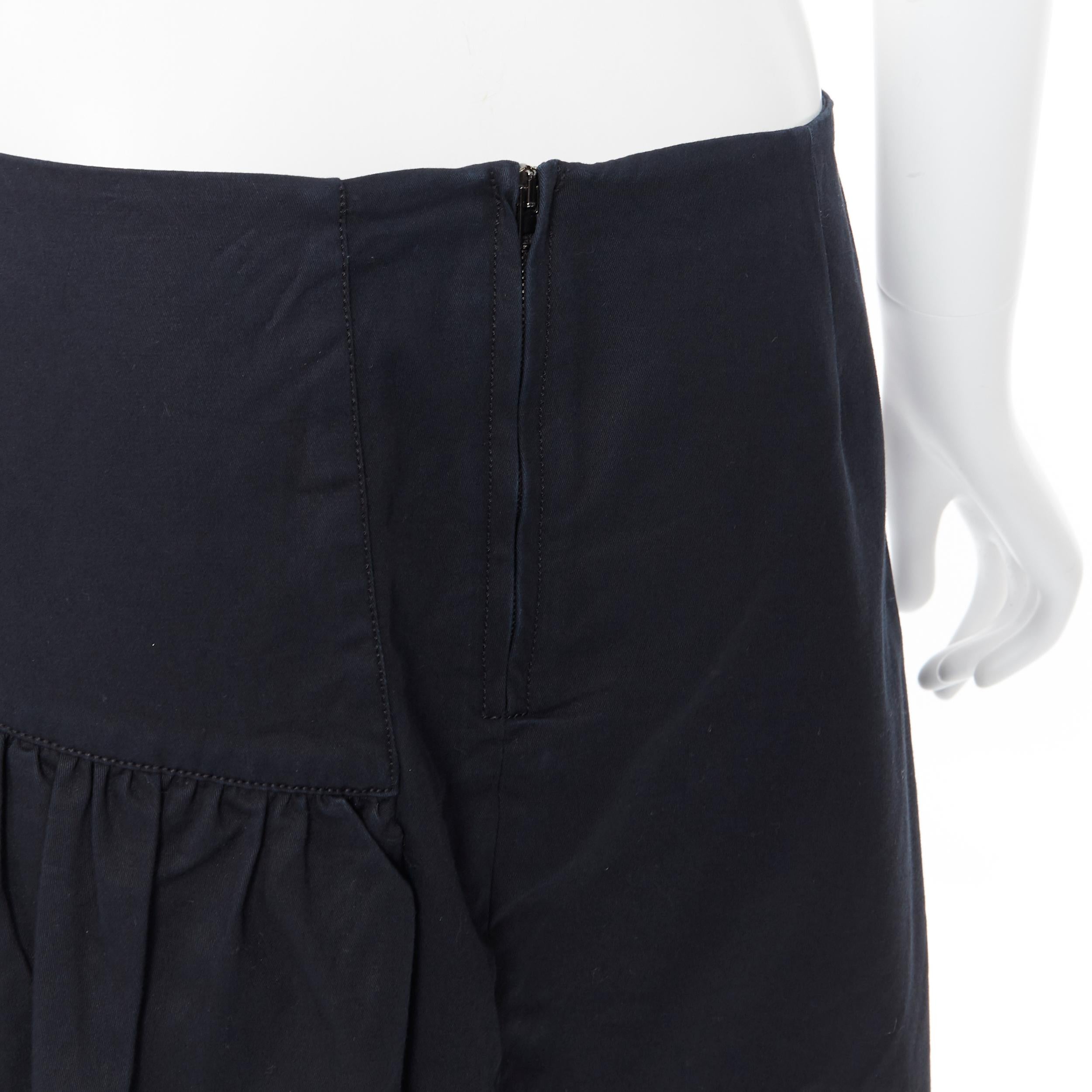 Women's vintage MIU MIU black cotton pleated tiered flared knee skirt IT40