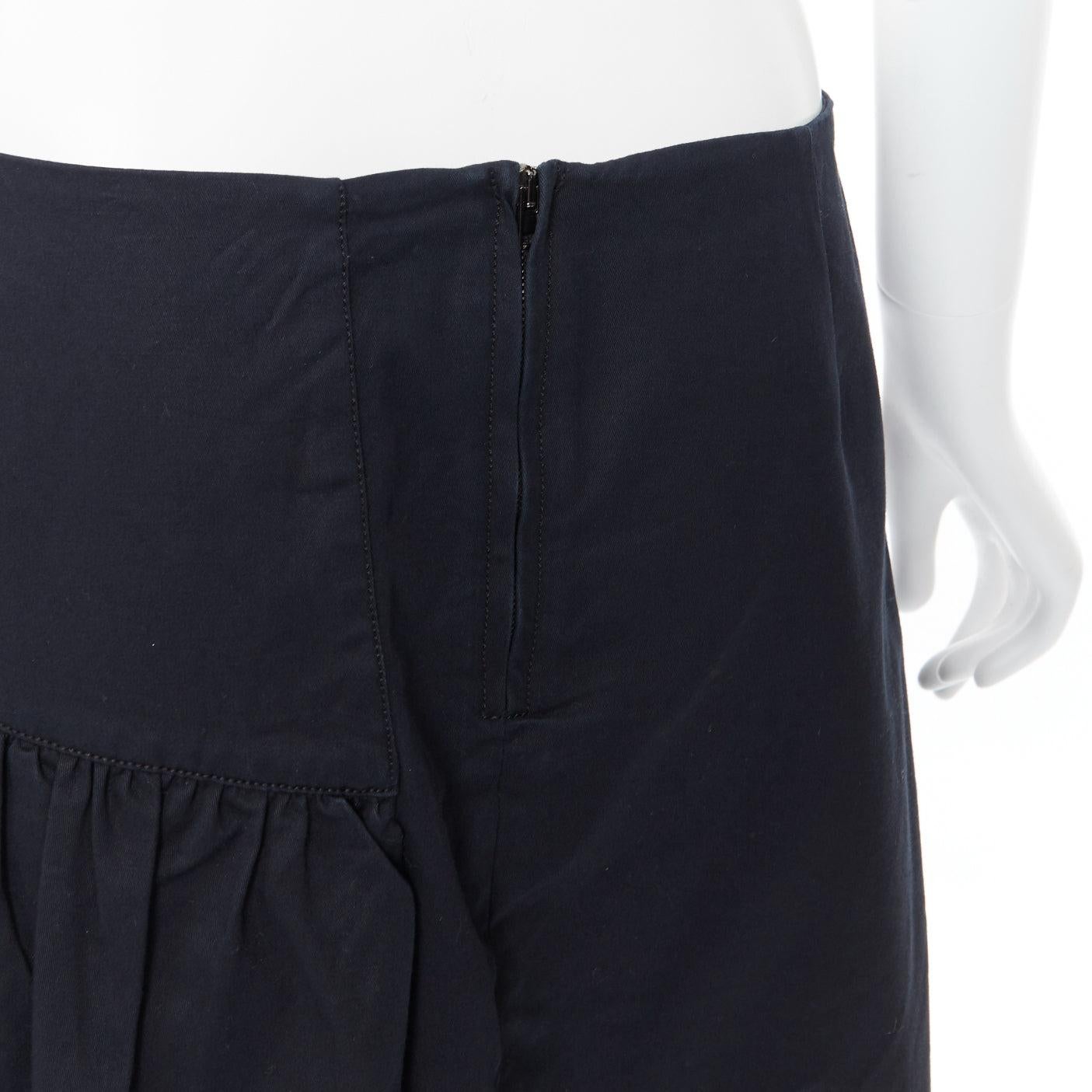 vintage MIU MIU black cotton pleated tiered flared knee skirt IT40 4
