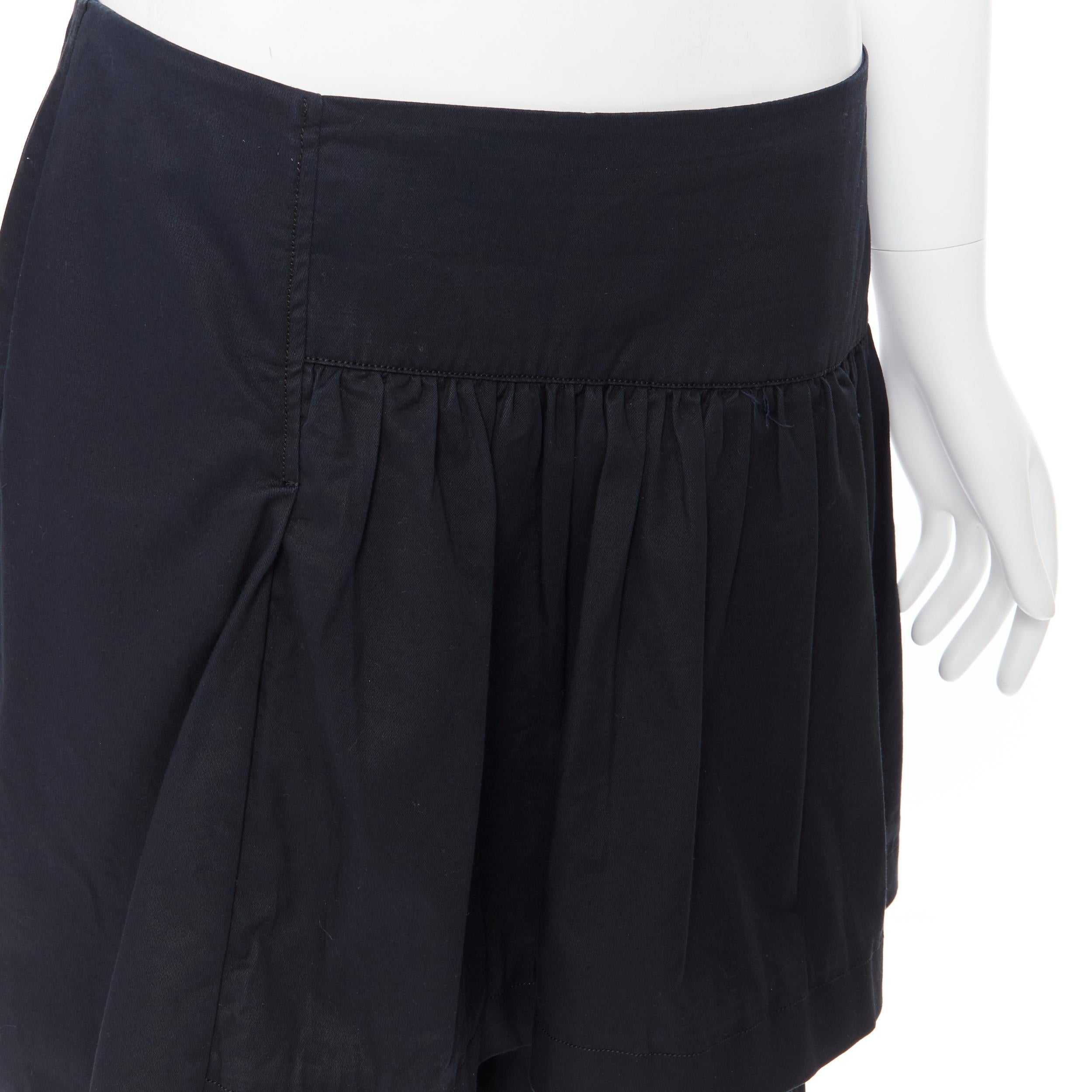 vintage MIU MIU black cotton pleated tiered flared knee skirt IT40 1
