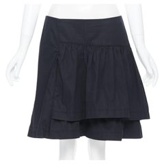 vintage MIU MIU black cotton pleated tiered flared knee skirt IT40