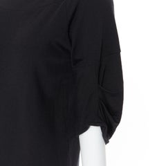 vintage MIU MIU black cotton round neck rounded pleated short sleeve dress M