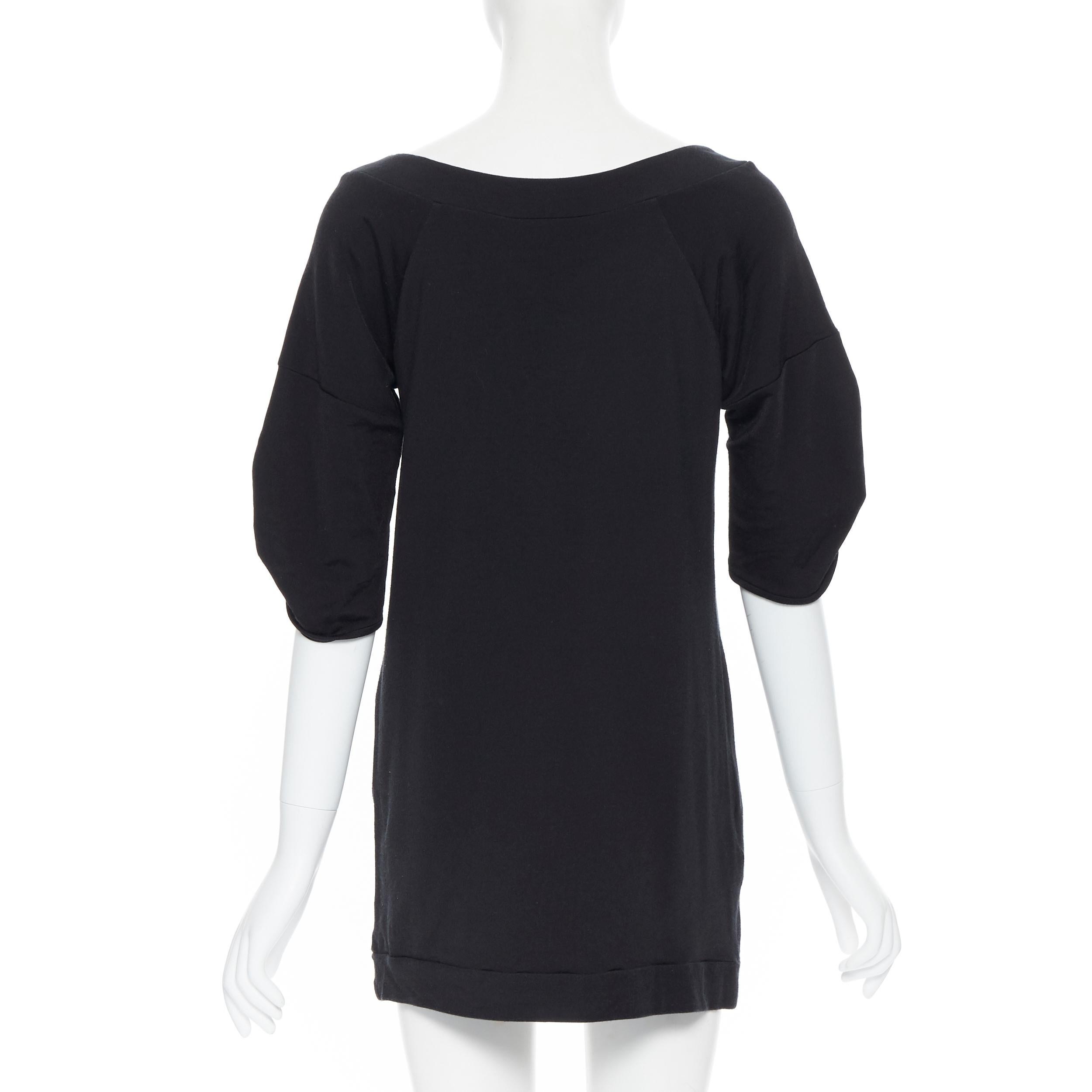 Black vintage MIU MIU black cotton round neck rounded pleated short sleeve dress M