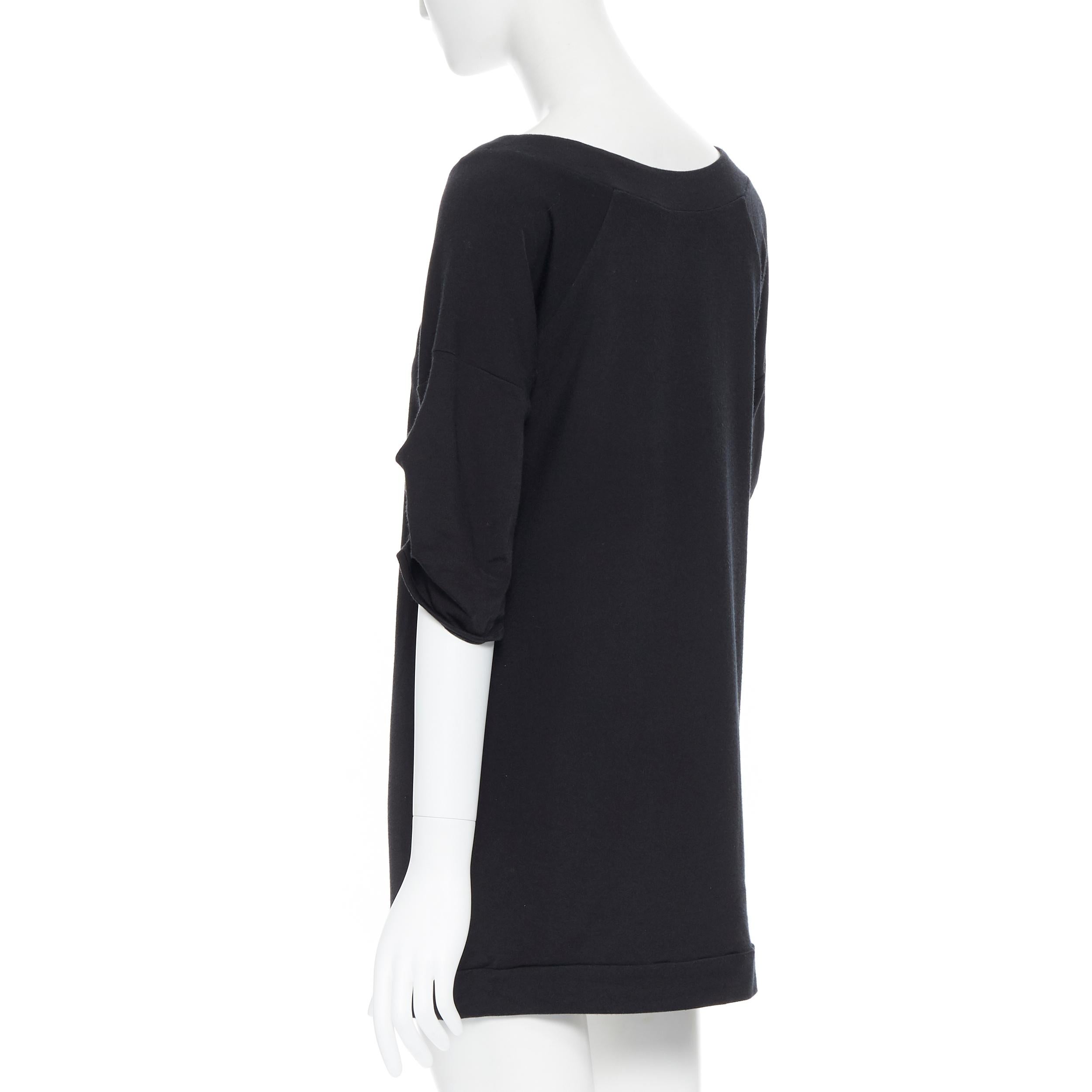 vintage MIU MIU black cotton round neck rounded pleated short sleeve dress M In Excellent Condition In Hong Kong, NT