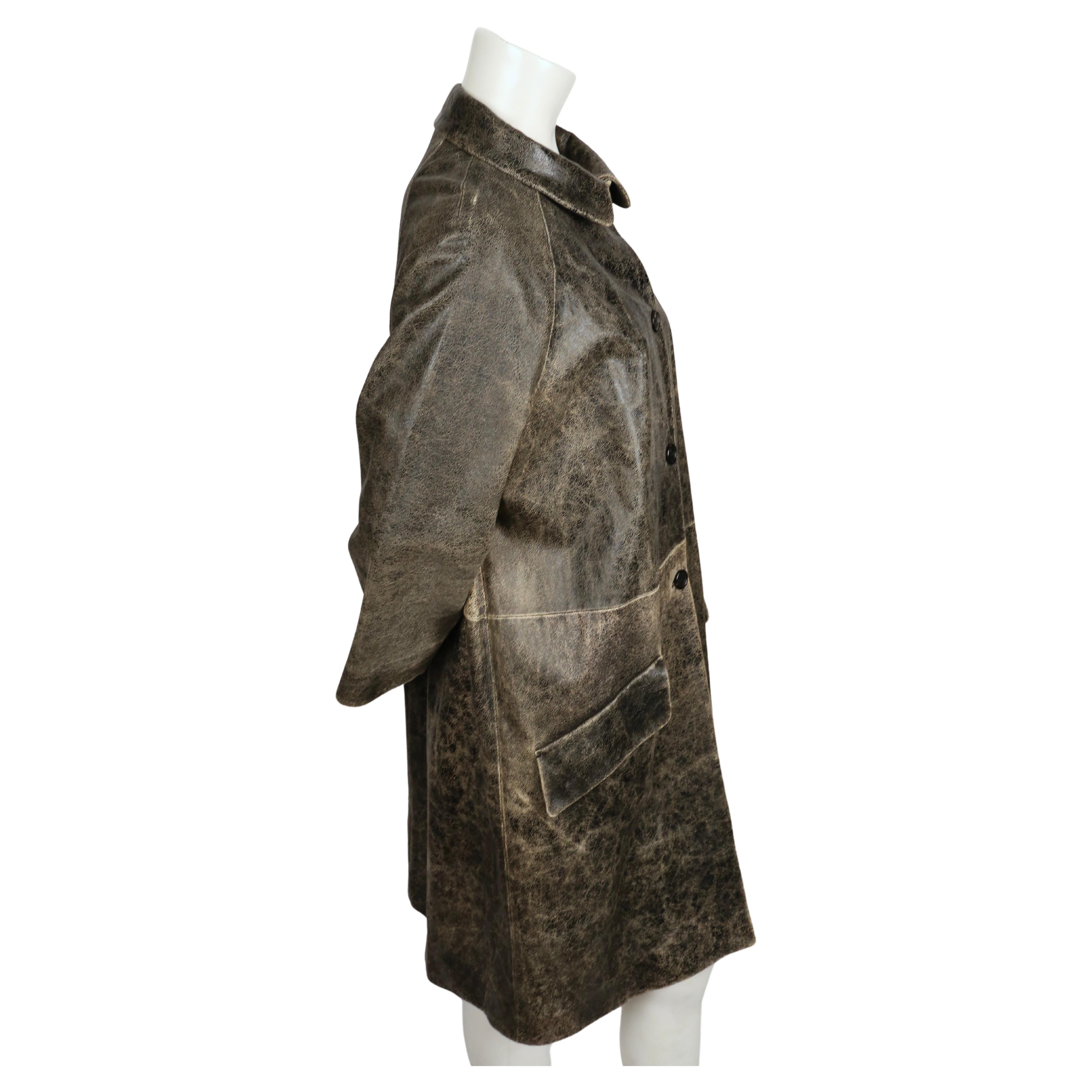 Manteau en cuir MIU MIU 'distressed' vintage Bon état - En vente à San Fransisco, CA