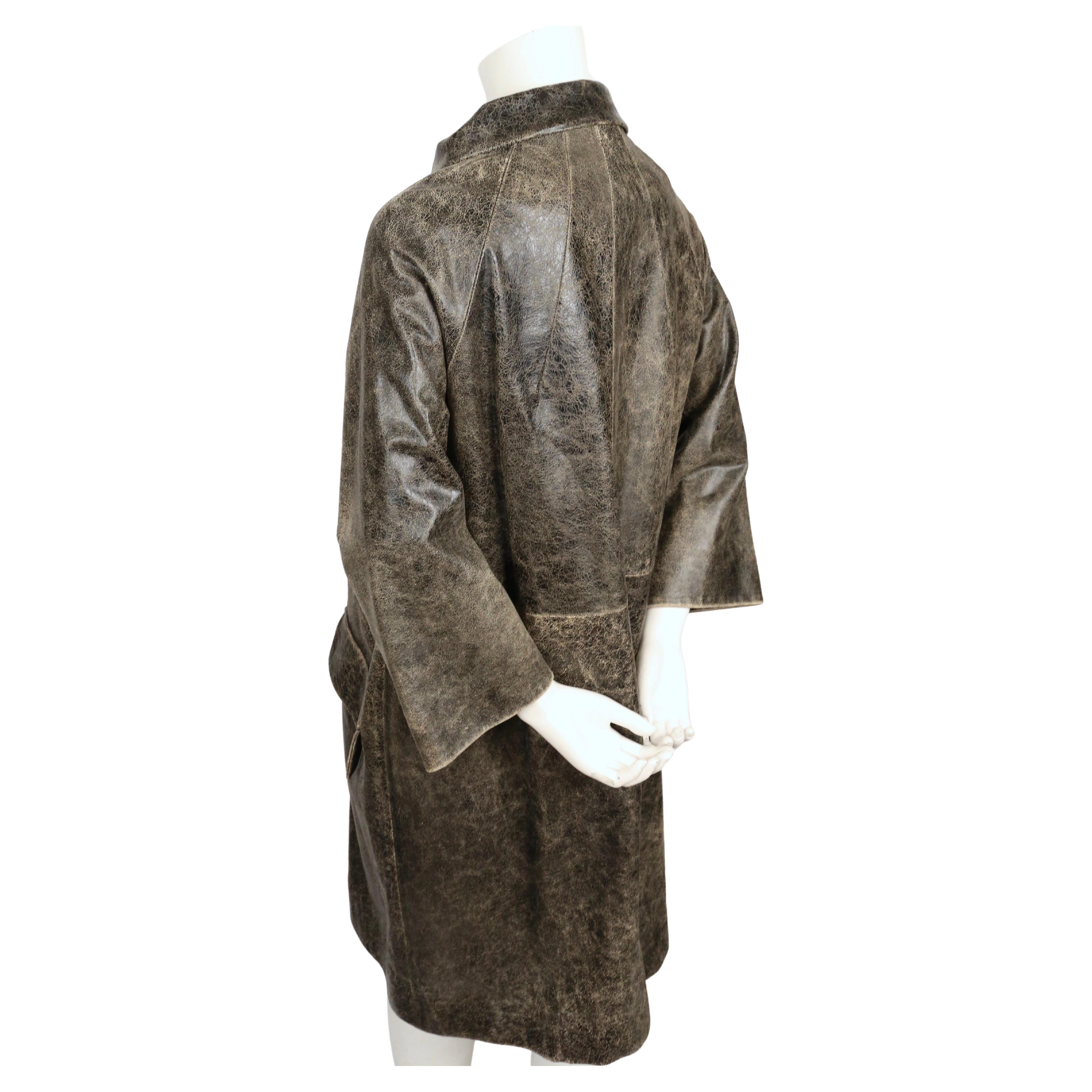 vintage MIU MIU 'distressed' leather coat For Sale 1
