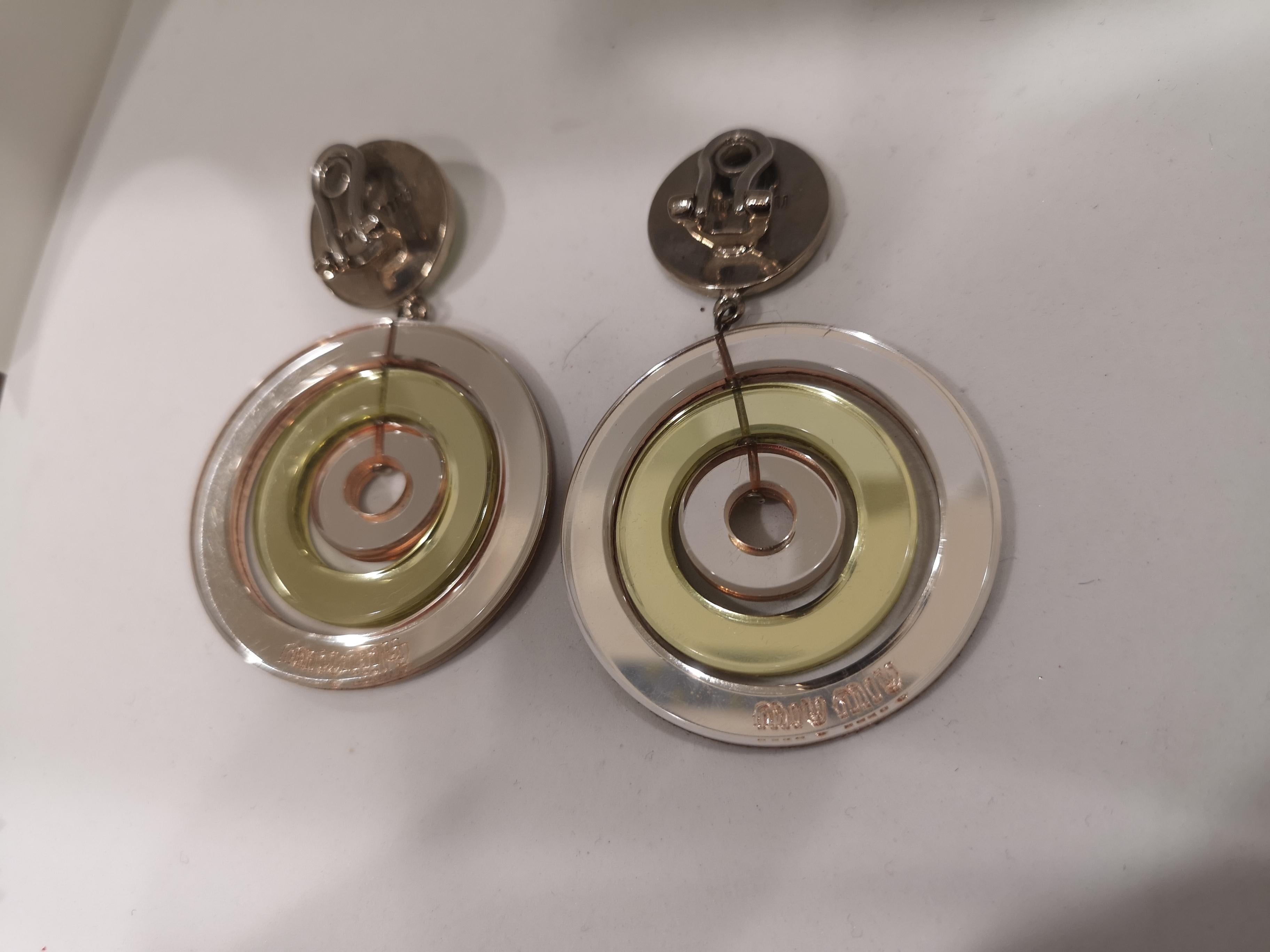 Vintage Miu Miu light yellow rose pendant clip on earrings
