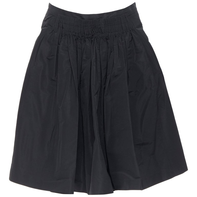 vintage MIU MIU polyester acetate pleated dual slit pocket flared skirt ...