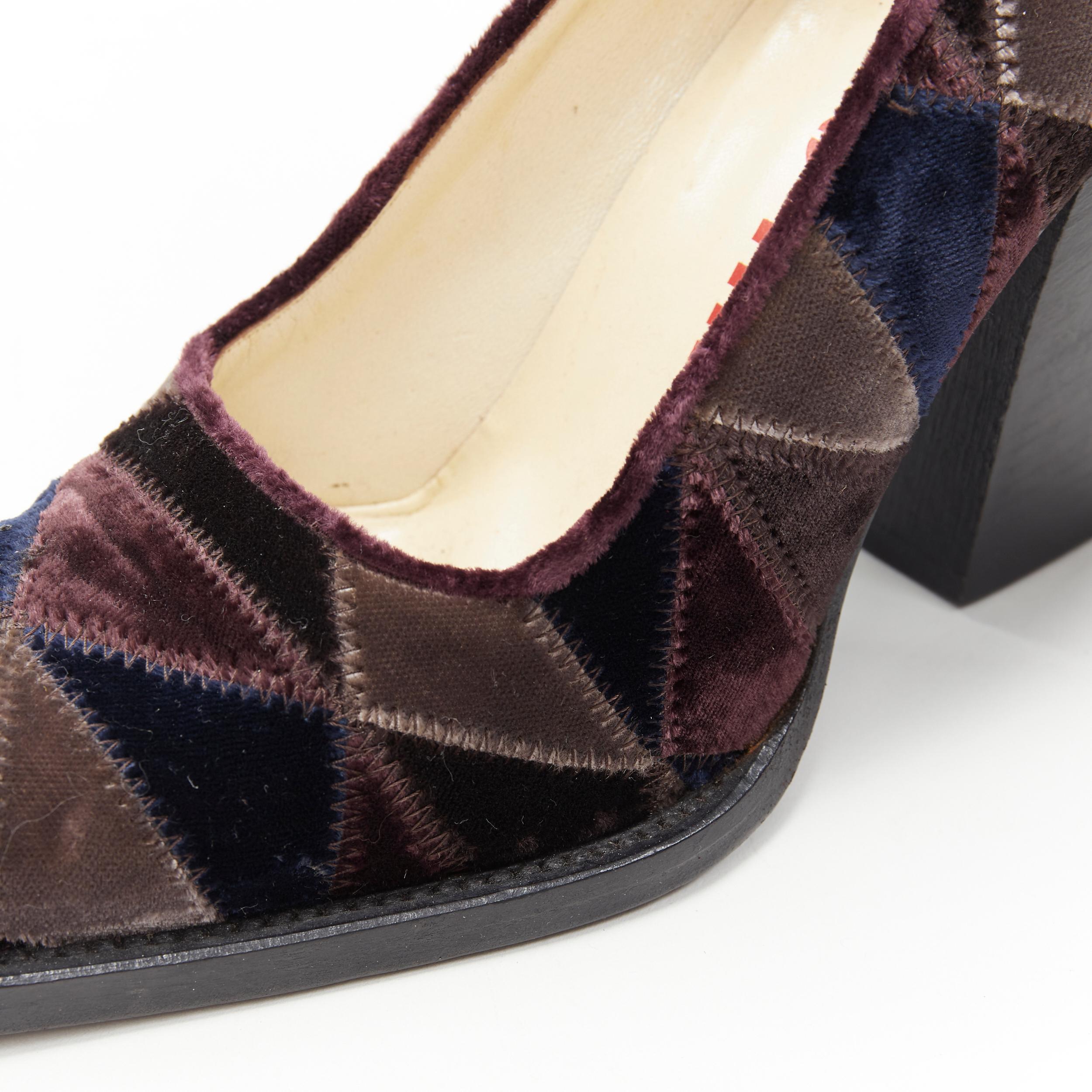 vintage MIU MIU purple blue geometric graphic patchwork chunky heel pump EU36.5 2