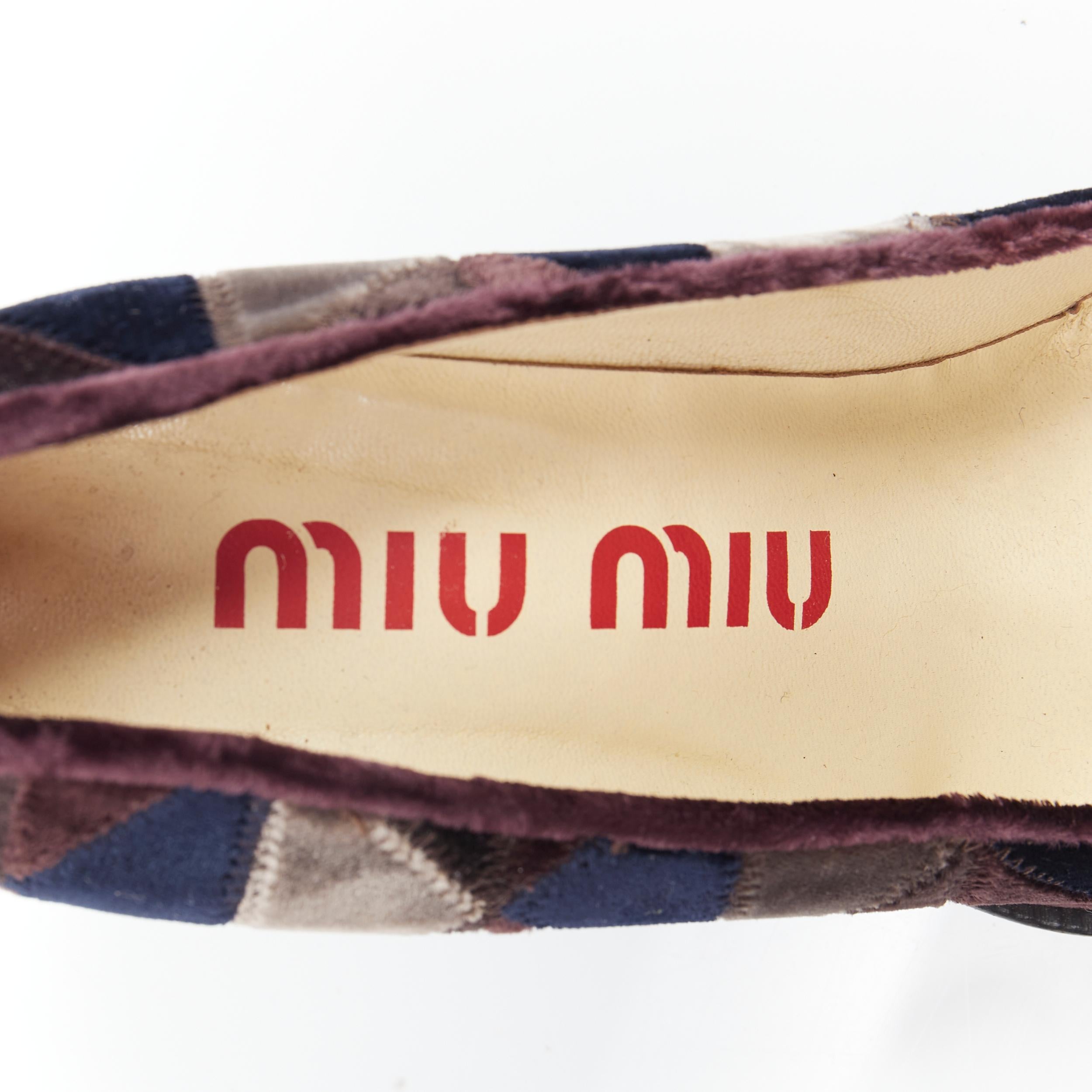 vintage MIU MIU purple blue geometric graphic patchwork chunky heel pump EU36.5 3