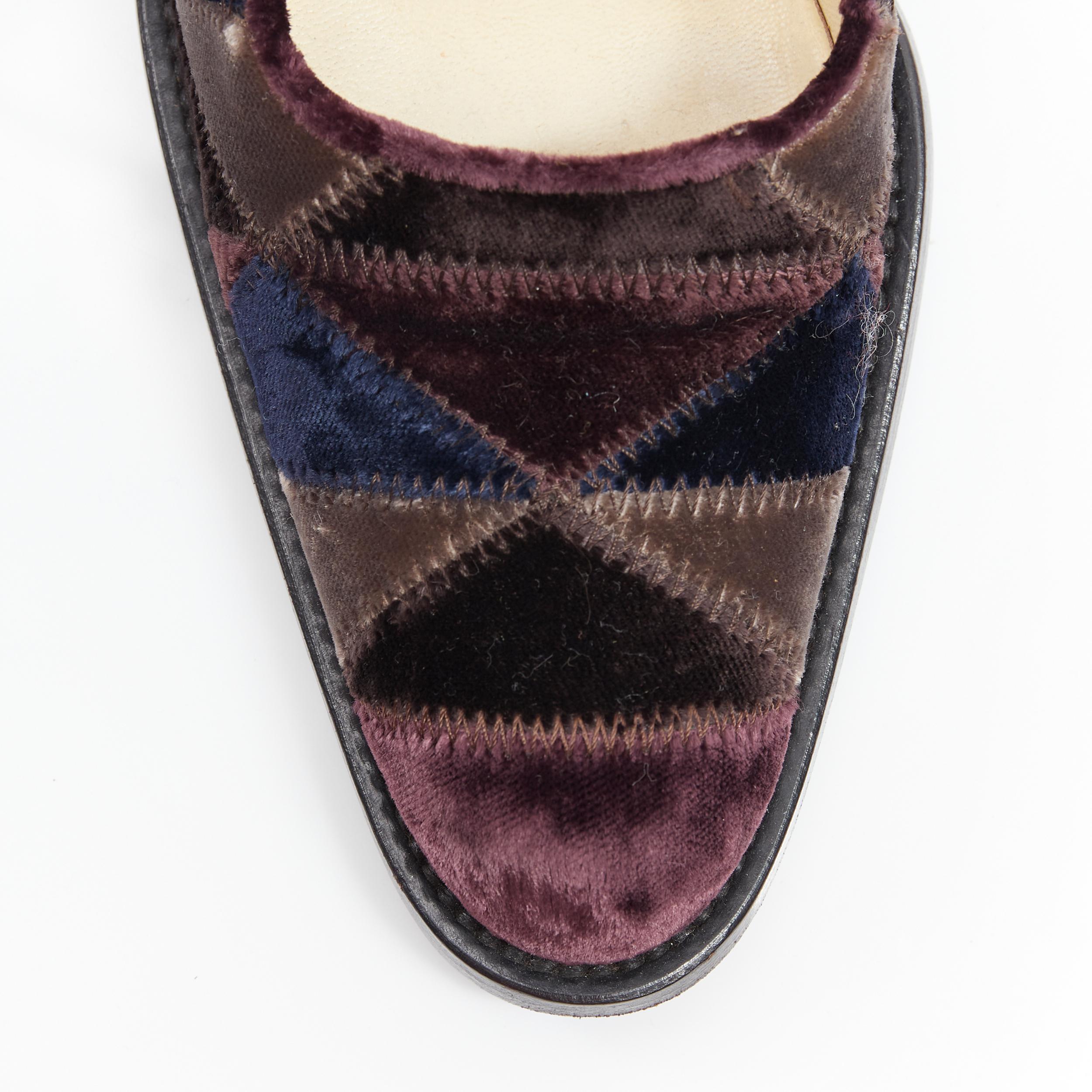 Women's vintage MIU MIU purple blue geometric graphic patchwork chunky heel pump EU36.5