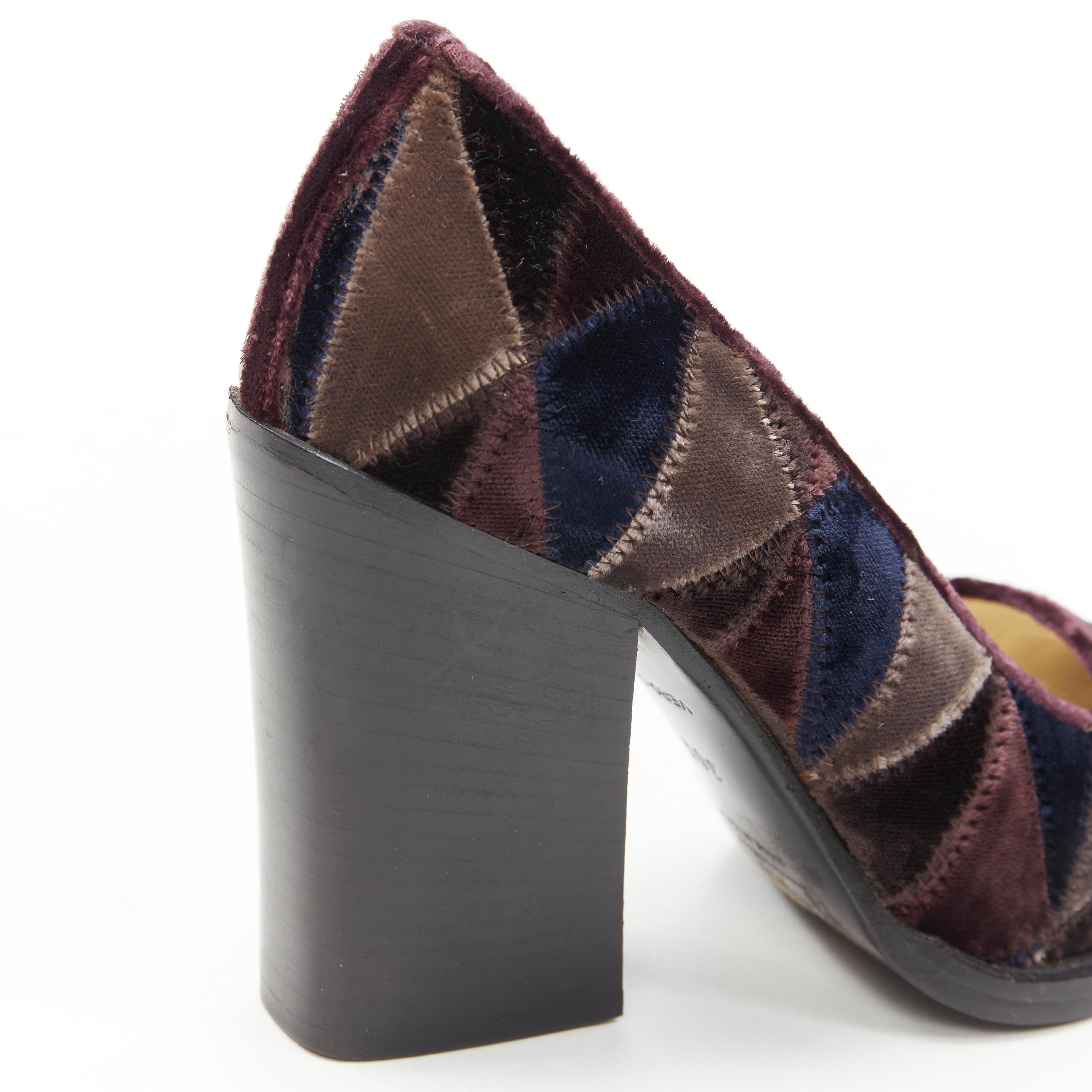 vintage MIU MIU purple blue geometric graphic patchwork chunky heel pump EU36.5 1