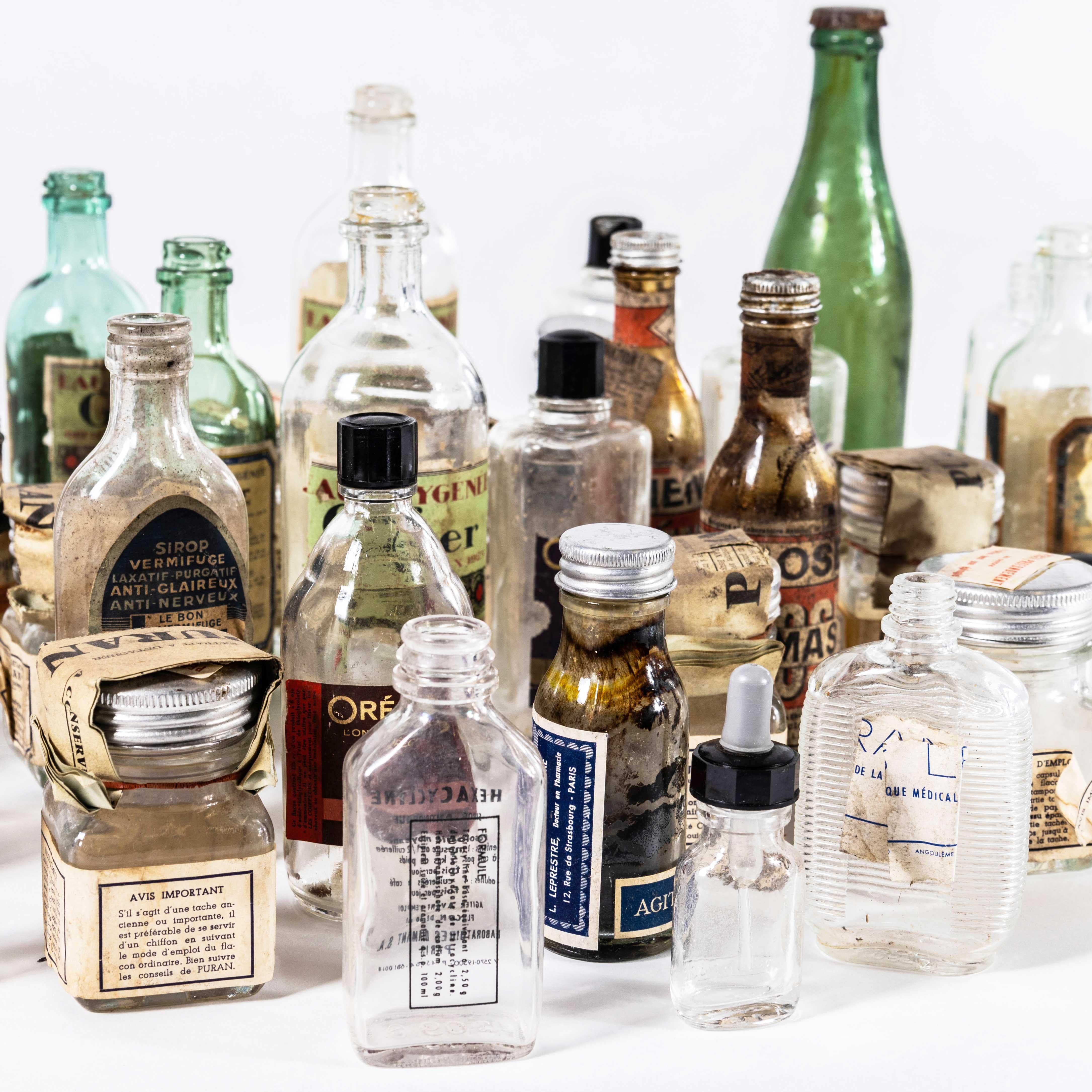 Vintage Mixed Assortment Of Glass Bottles With Original Labels - New ...