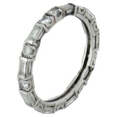 Vintage mixed cut diamond 18k white gold eternity band