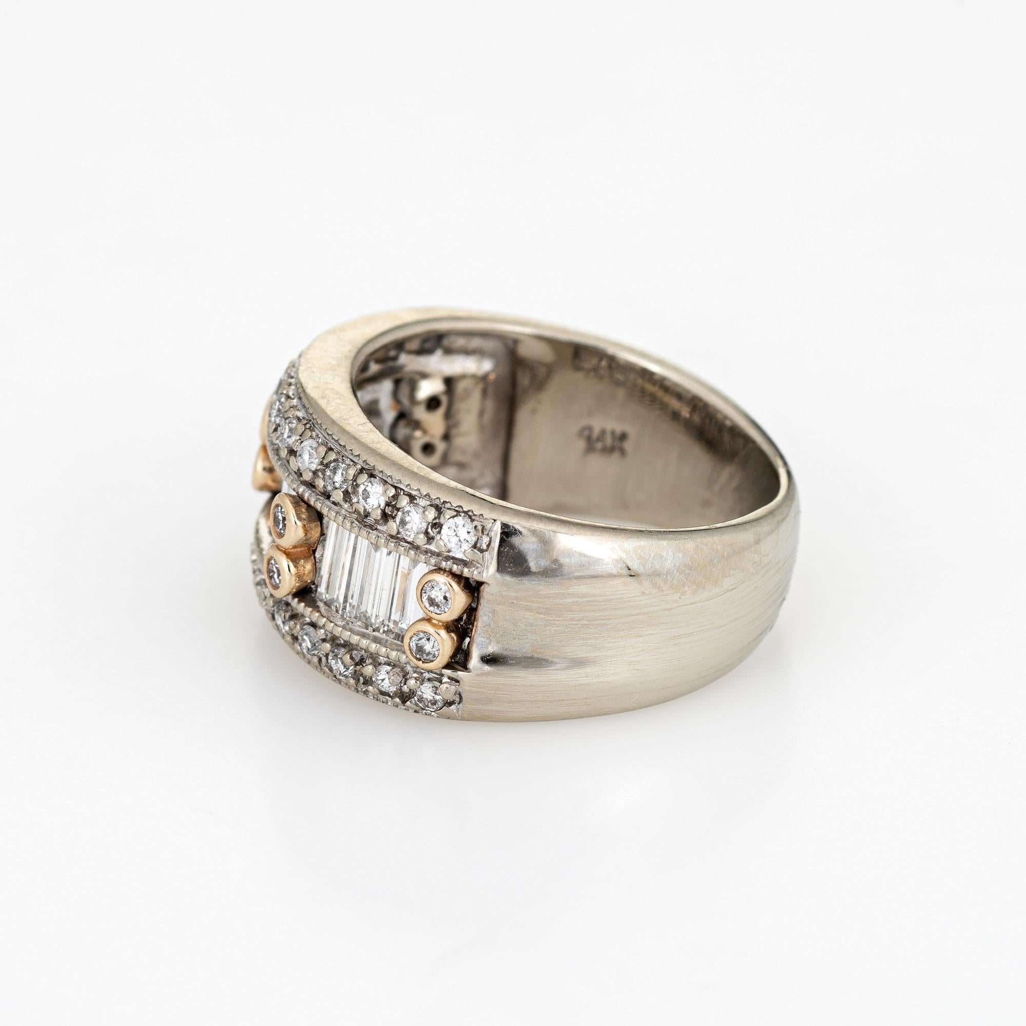 Modern Vintage Mixed Cut Diamond Band 14k White Gold Ring Estate Fine Jewelry