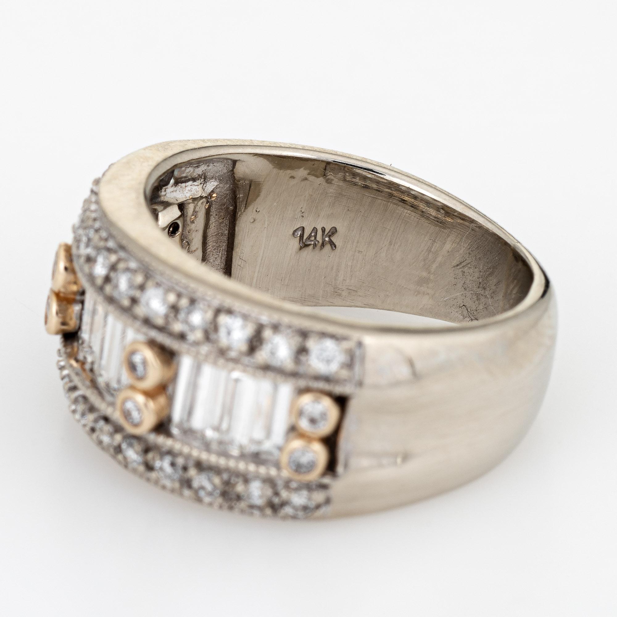 Vintage Mixed Cut Diamond Band 14k White Gold Ring Estate Fine Jewelry 1