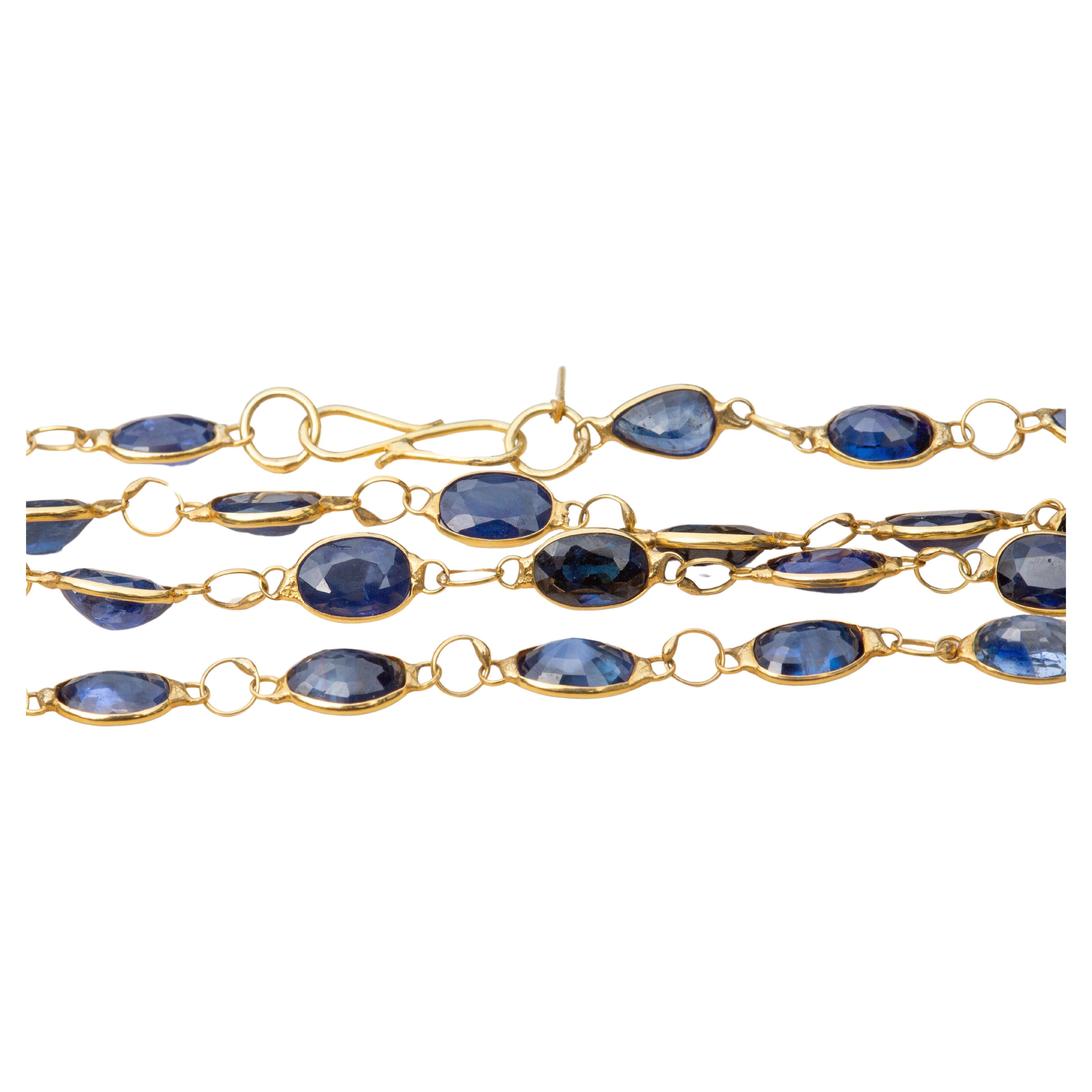 Vintage Mixed-Cut Natürlicher Saphir Halskette Kette insgesamt 13 Karat im Angebot