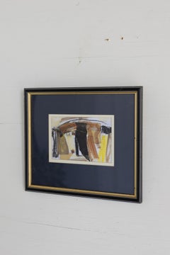 Vintage Mixed Media Collage with Black Mat from England