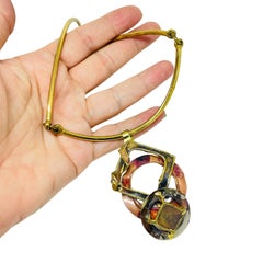 Vintage mixed metal brass copper brutalist artisan designer necklace