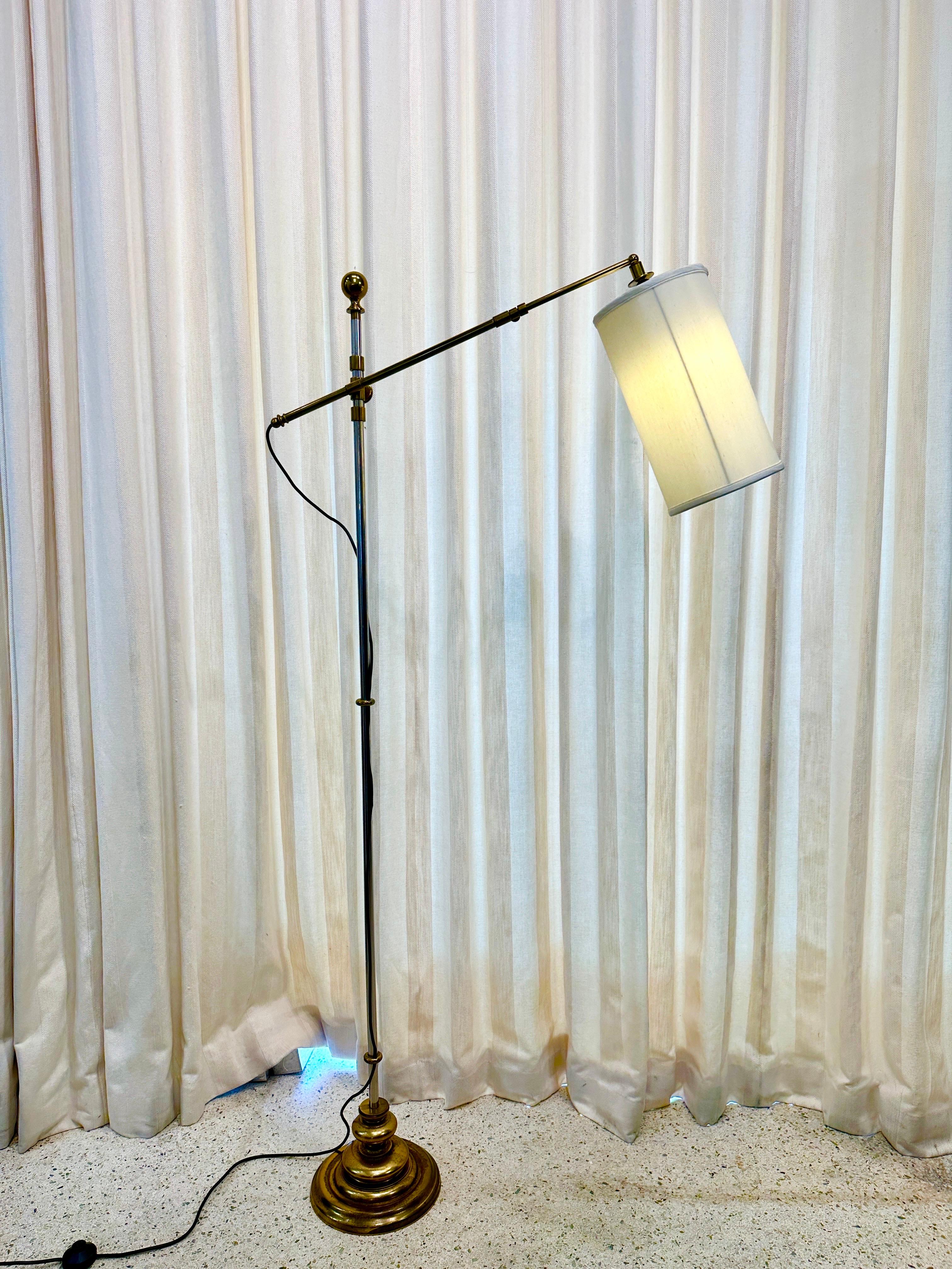 Vintage Mixed-Metal Italian Articulating Floor Lamp For Sale 8