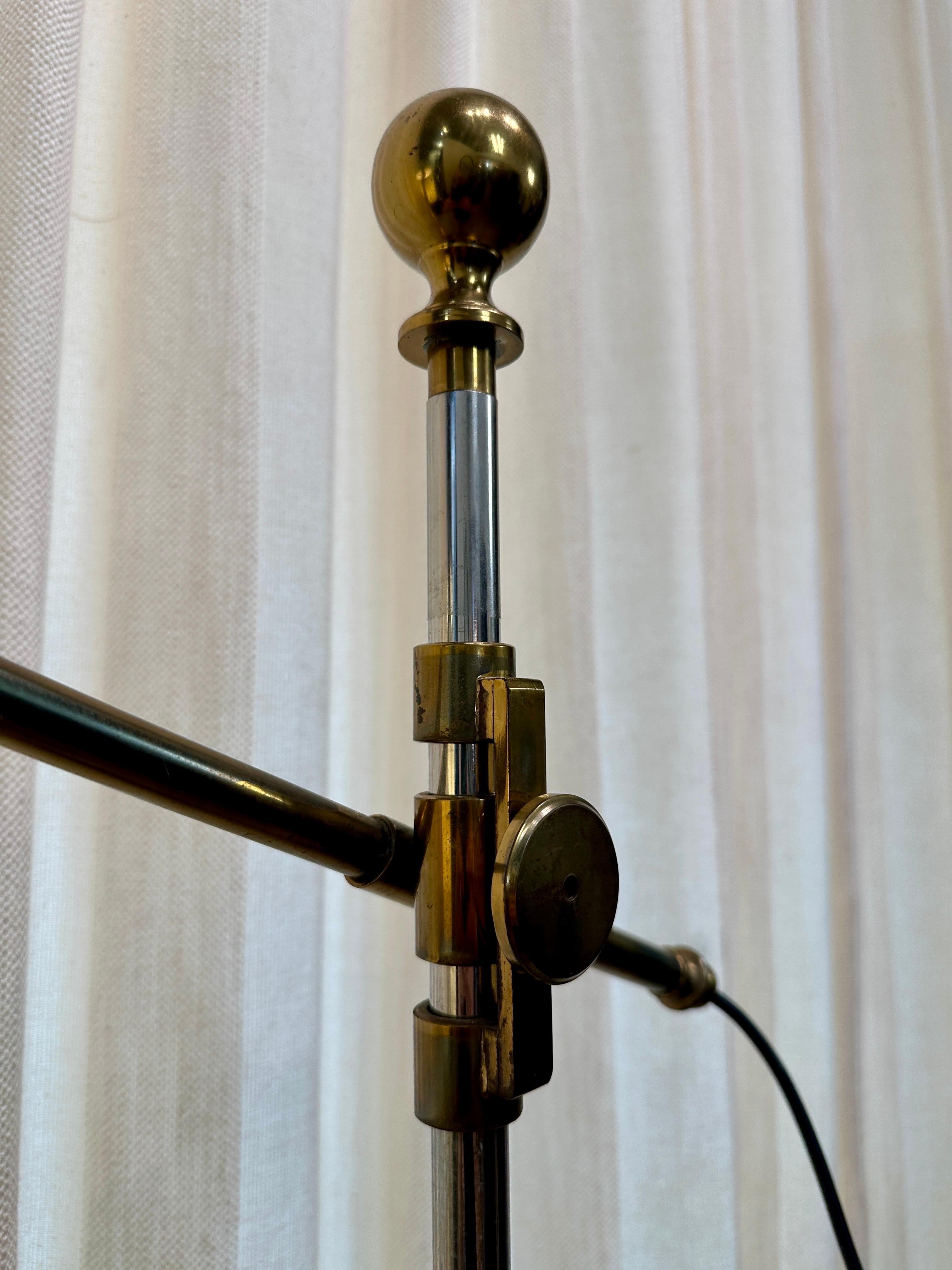 Mid-20th Century Vintage Mixed-Metal Italian Articulating Floor Lamp For Sale