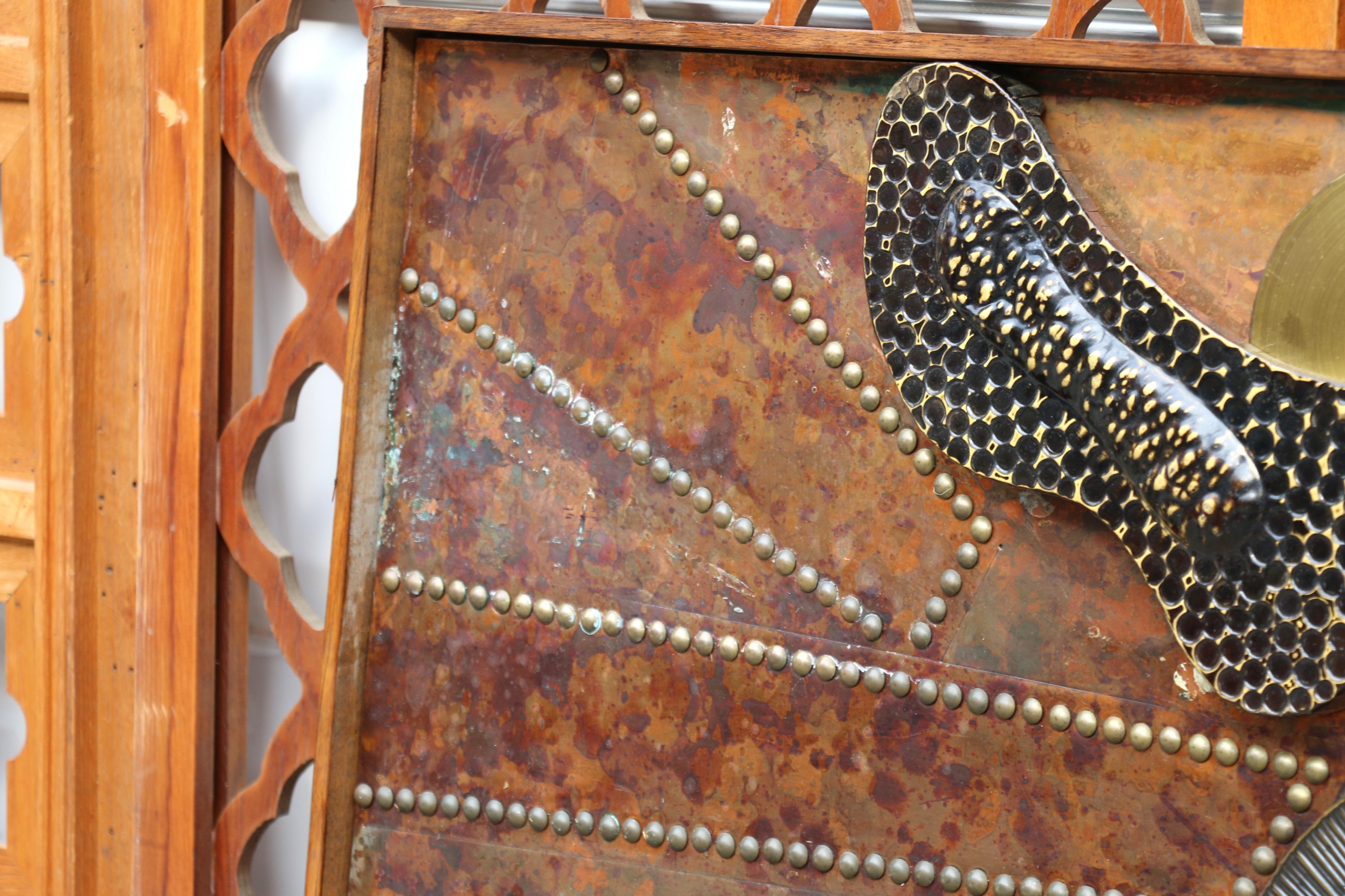 Vintage Mixed Metal Wall Art Abstract Brutalist Sculpture, Circa 1970s For Sale 4