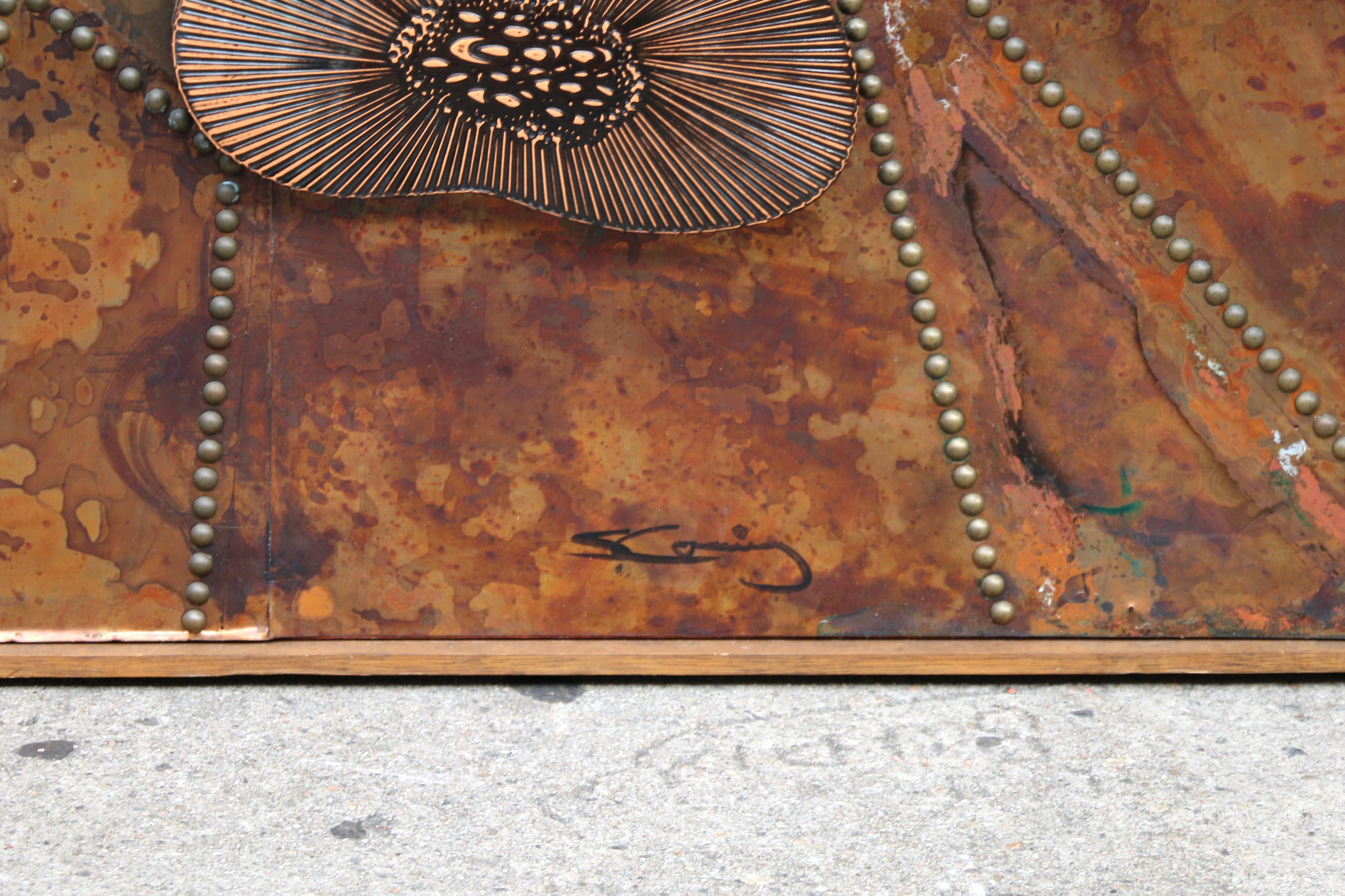 Vintage Mixed Metal Wall Art Abstract Brutalist Sculpture, Circa 1970s For Sale 11