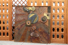 Vintage Mixed Metal Wall Art Abstract Brutalist Sculpture, Circa 1970s