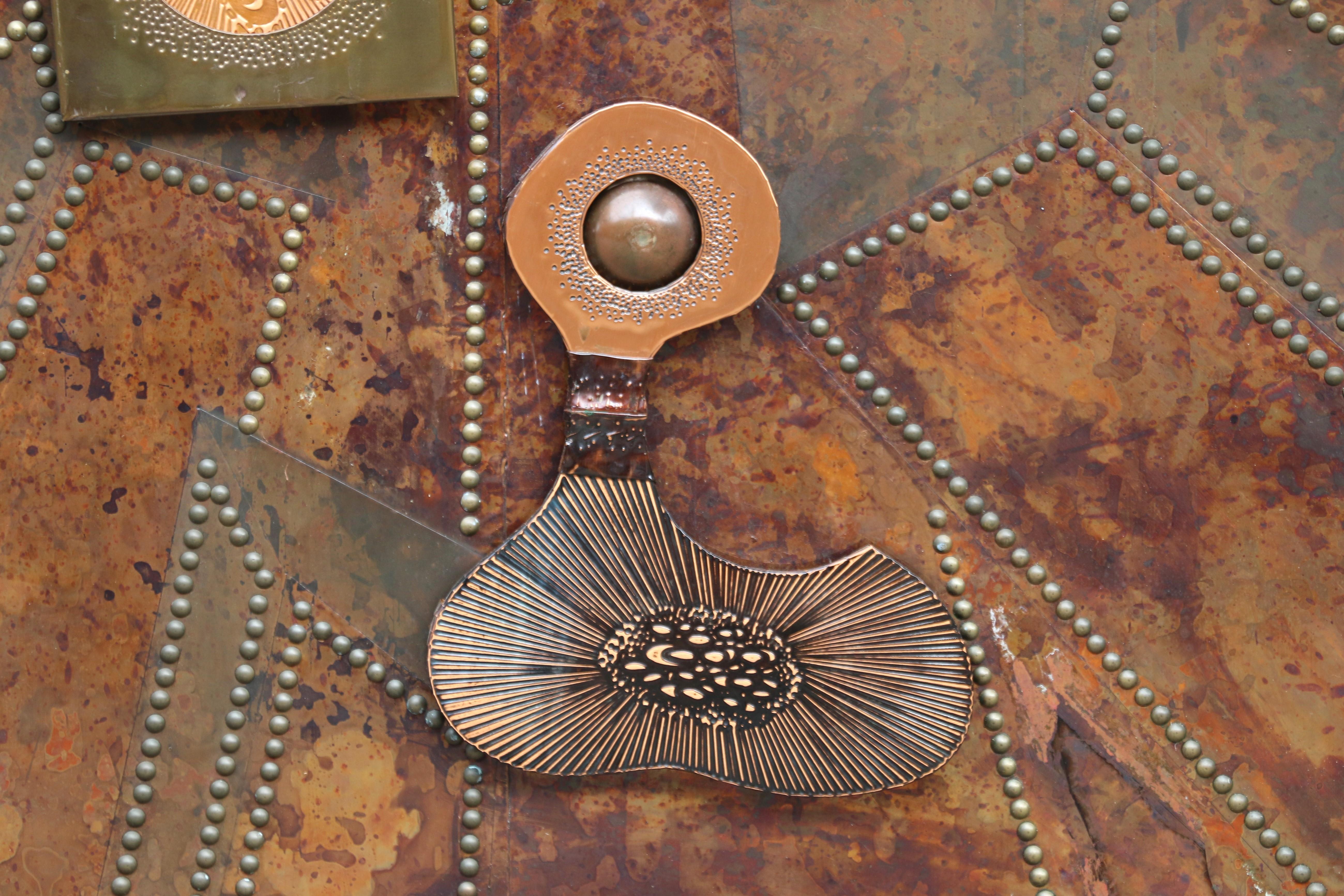 Vintage Mixed Metal Wall Art Abstract Brutalist Sculpture, Circa 1970s In Good Condition For Sale In North Hollywood, CA